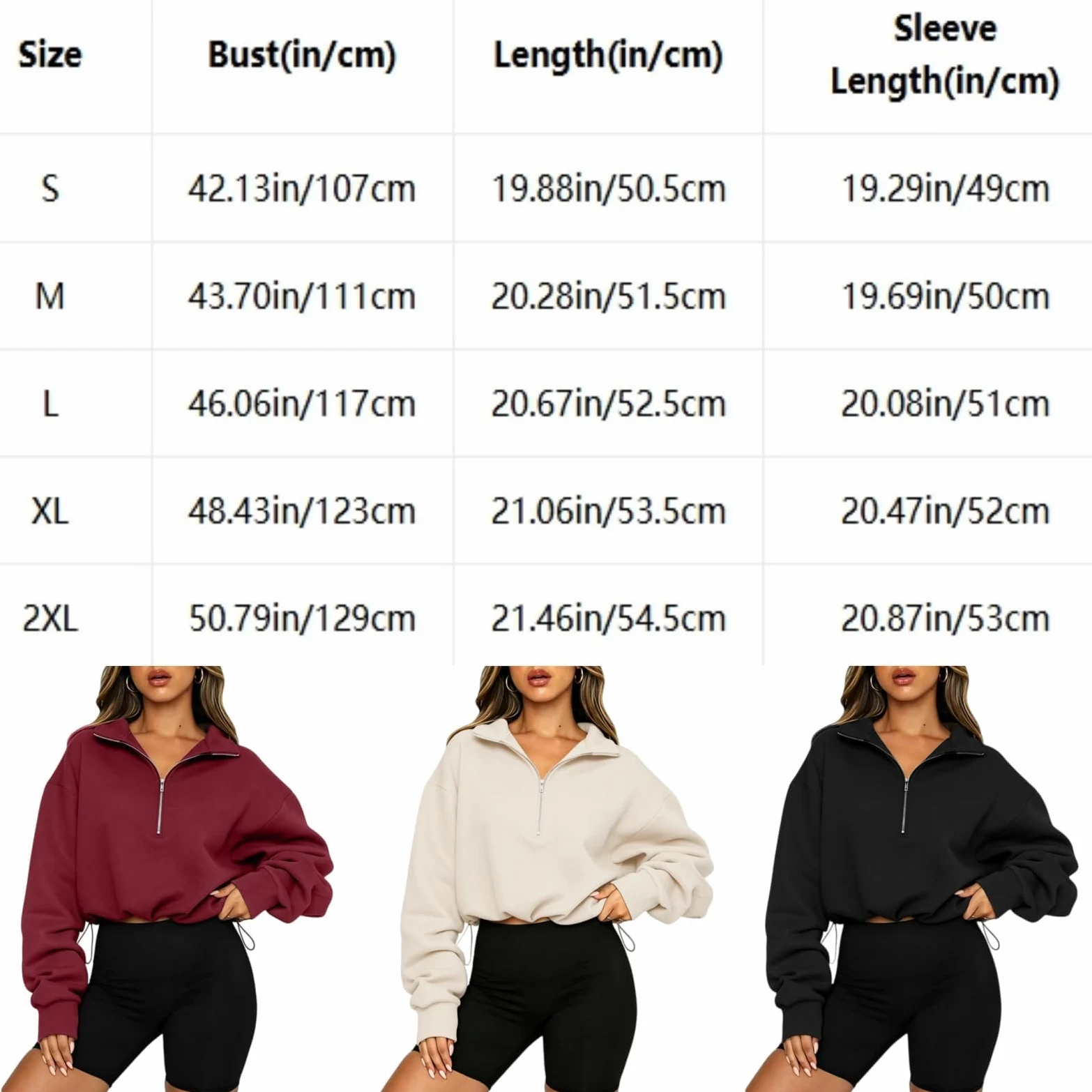 Sudadera corta de cuello alto con cremallera de un cuarto para mujer | Sudadera ligera de cuello alto con cordón ajustable, estilo casual de otoño, con media cremallera y manga larga
