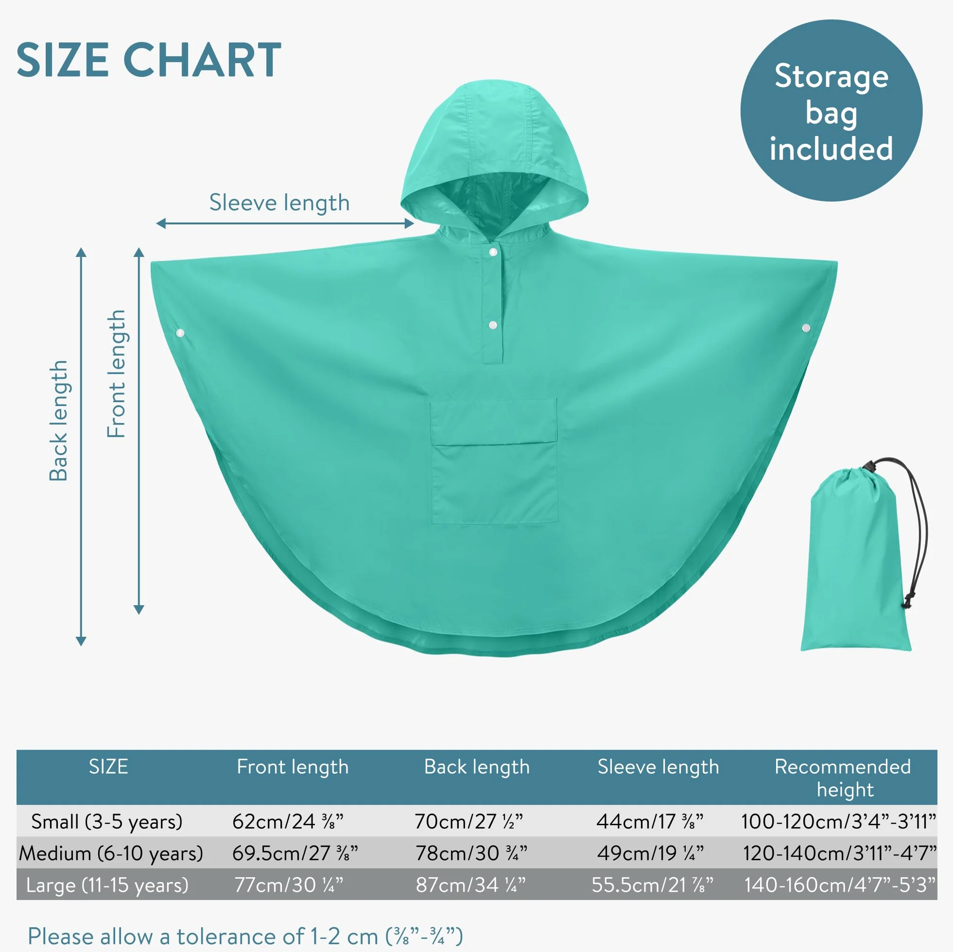 JEMIDI Poncho Impermeable Niño - Capa de Lluvia Infantil Mágica con Cambio de Color al Contacto con Agua - Con Bolsa de Transporte - Poncho Lluvia Niña Niño 3-5 Años - Morado
