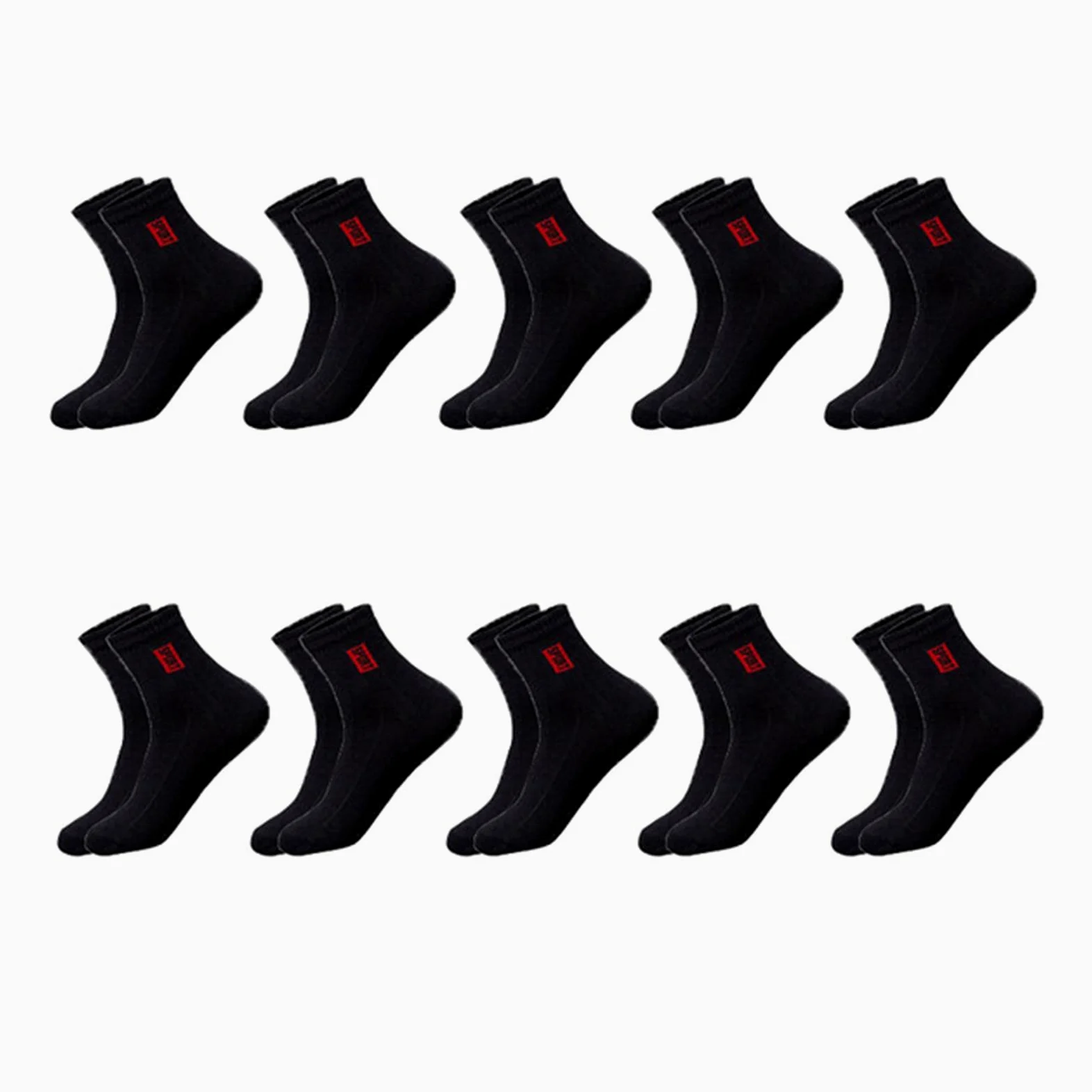 UKKO Calcetines de Hombre 20Pcs = 10Pairs Hombres Calcetines Algodón Transpirable Absorble Absaborete Medio Combillos Medios-10 Black,EUR 38-44