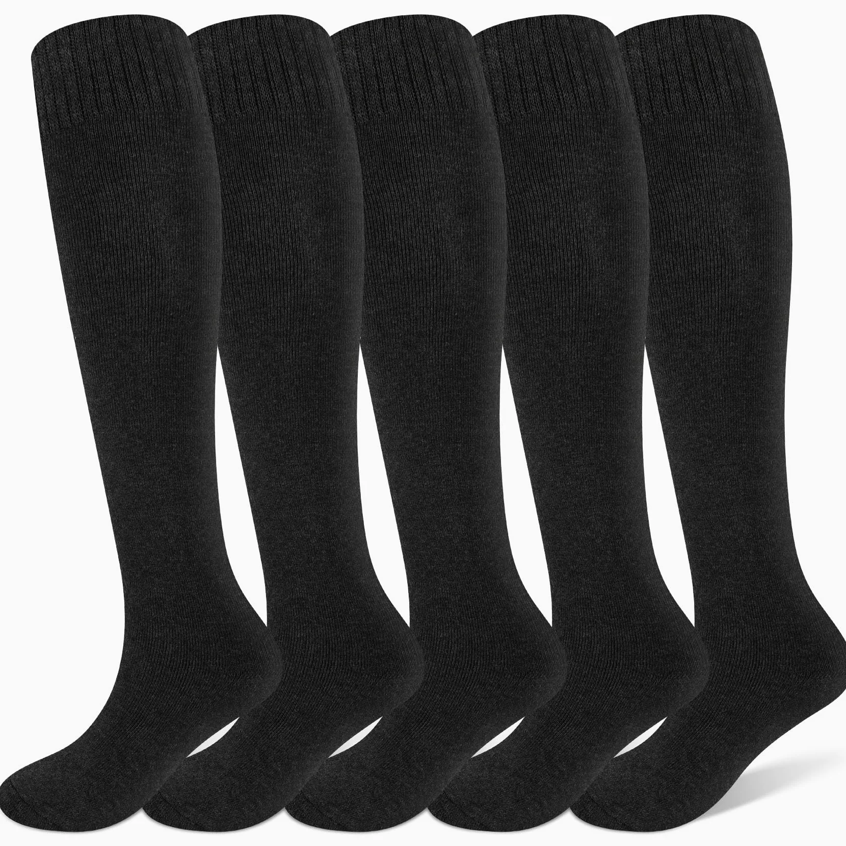 Justay 5 pares de calcetines altos hasta la rodilla para mujer, calcetines cálidos de invierno, calcetines largos de punto térmico suaves para mujer