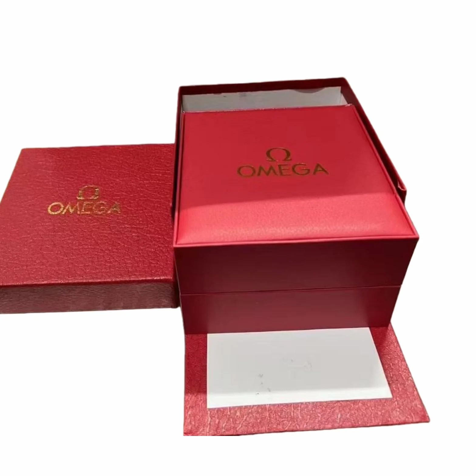 Carcasa Dura Almacenamiento Estuche Reloj Rojo Texturizado Acabado Suave Forro Protección Soporte Hombre Accesorios Caja para Omega
