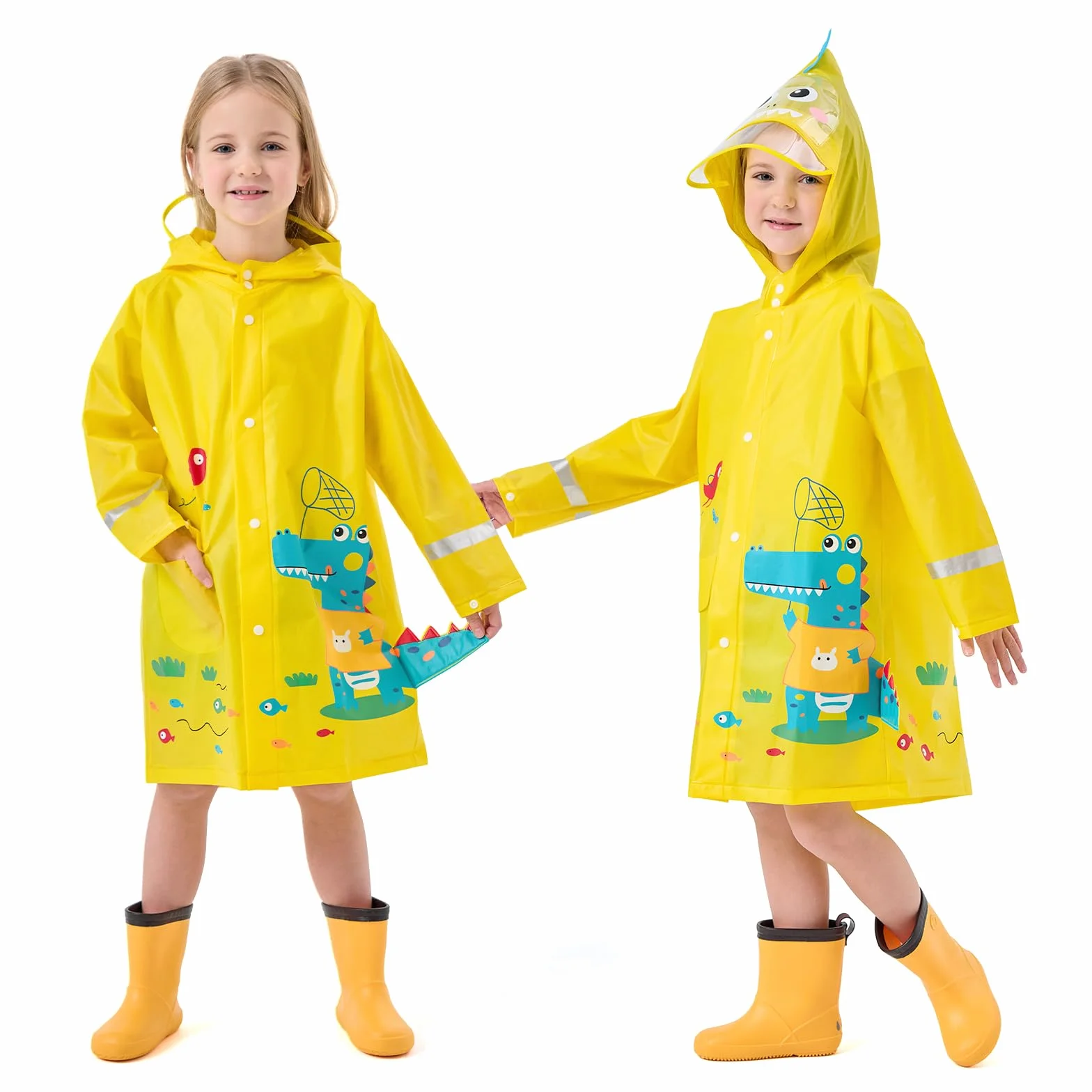 Chubasquero ligero para niños impermeable transparente ala de sombrero ampliada poncho de lluvia con capucha