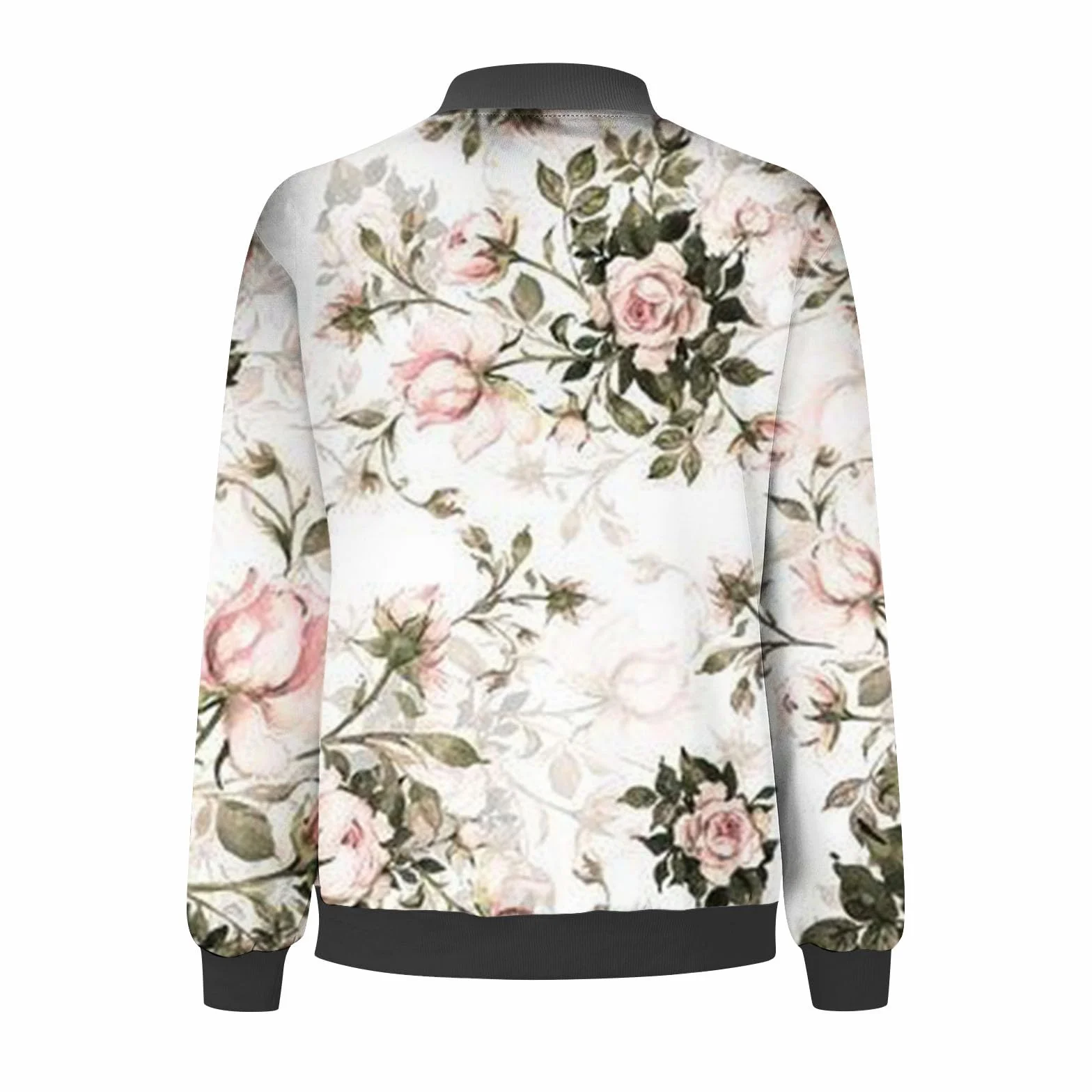 Chaqueta bomber para mujer, chaqueta de primavera con estampado de flores, chaqueta ligera de verano, cremallera corta, chaqueta piloto, chaqueta blusón, manga larga delgada, chaqueta de entretiempo