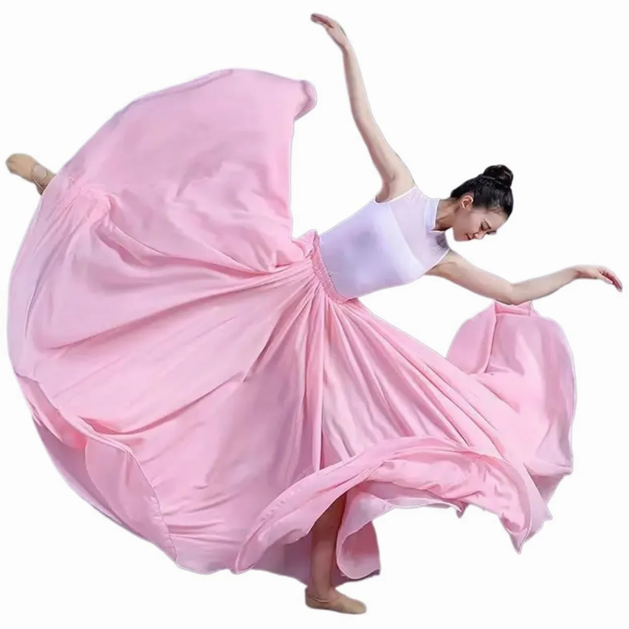 Falda Ballet Mujer Falda De Gasa De 360/540/720 Grados For Ballet, Danza del Vientre, Faldas Largas For Mujer, Ropa De Práctica De Bailarina, Falda De Baile Surtida(Green1,540 Degrees 90cm)