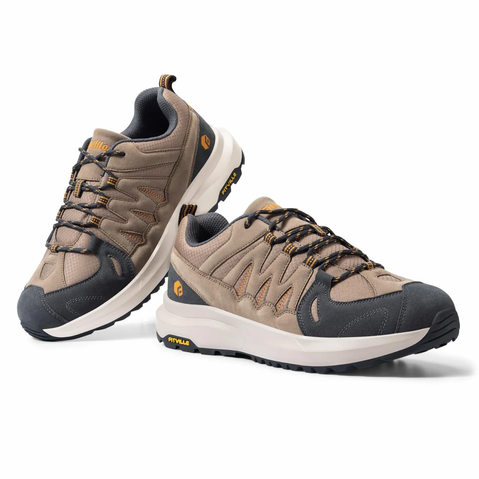 FitVille Zapatillas Trekking Hombre Extra Ancho Zapatos Senderismo Nordic Walking Antideslizantes Zapatillas Deportivas Transpirables Calzado Running