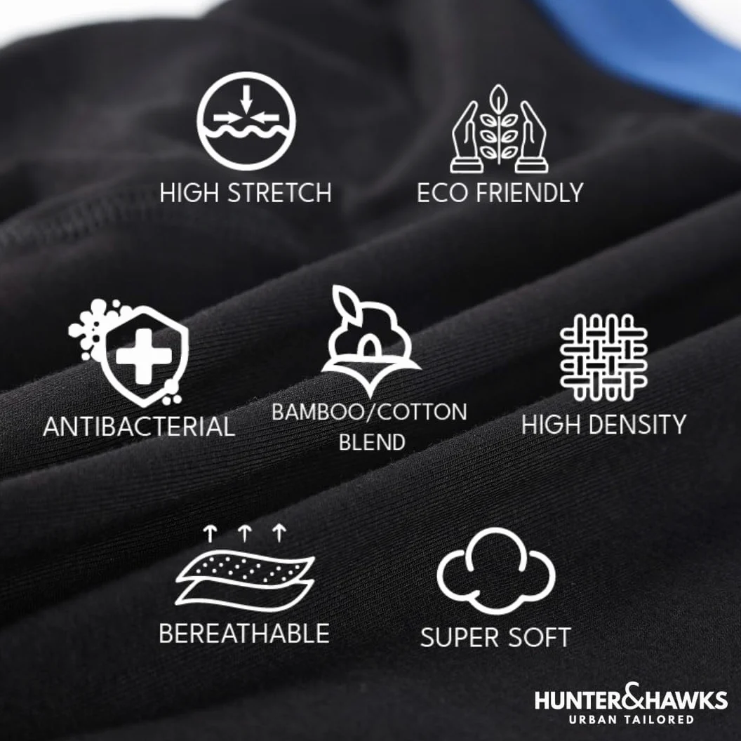 Hunter&Hawks - Paquete de 5 bóxers de Viscosa de bambú para Hombre, S-6XL, Suaves y Transpirables, para Hombre, de Secado Fresco, antirozaduras, Color Negro, con Ropa Interior elástica Multicolor