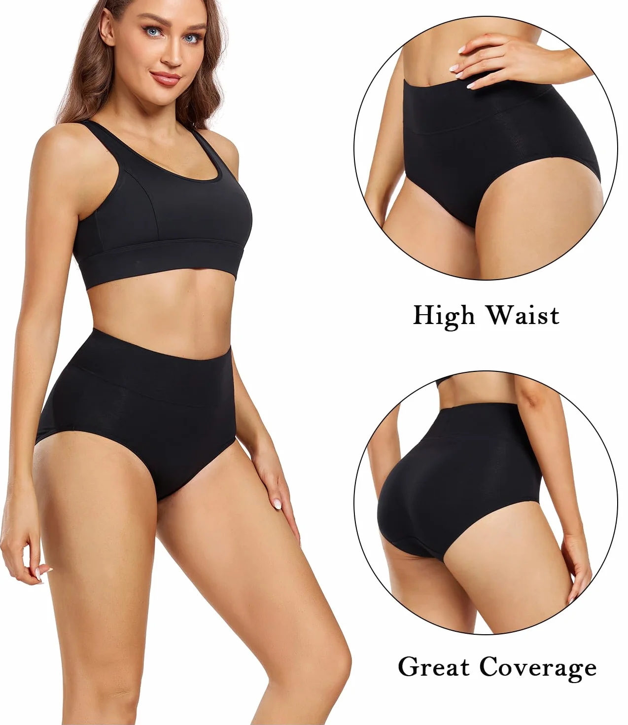 Wirarpa Bragas Mujer Algodón Culotte Cintura Alta Faja Reductora Pack 5