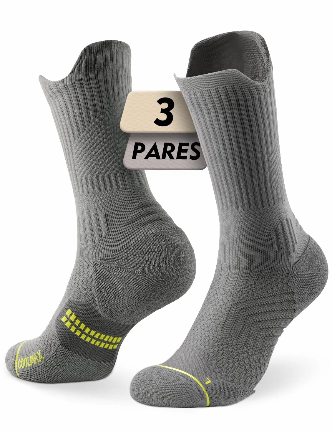 Calcetines de compresión de viscosa de bambú para correr, atletismo, senderismo, baloncesto, entrenamiento (FR/ES, 42-47, Gris Negro)