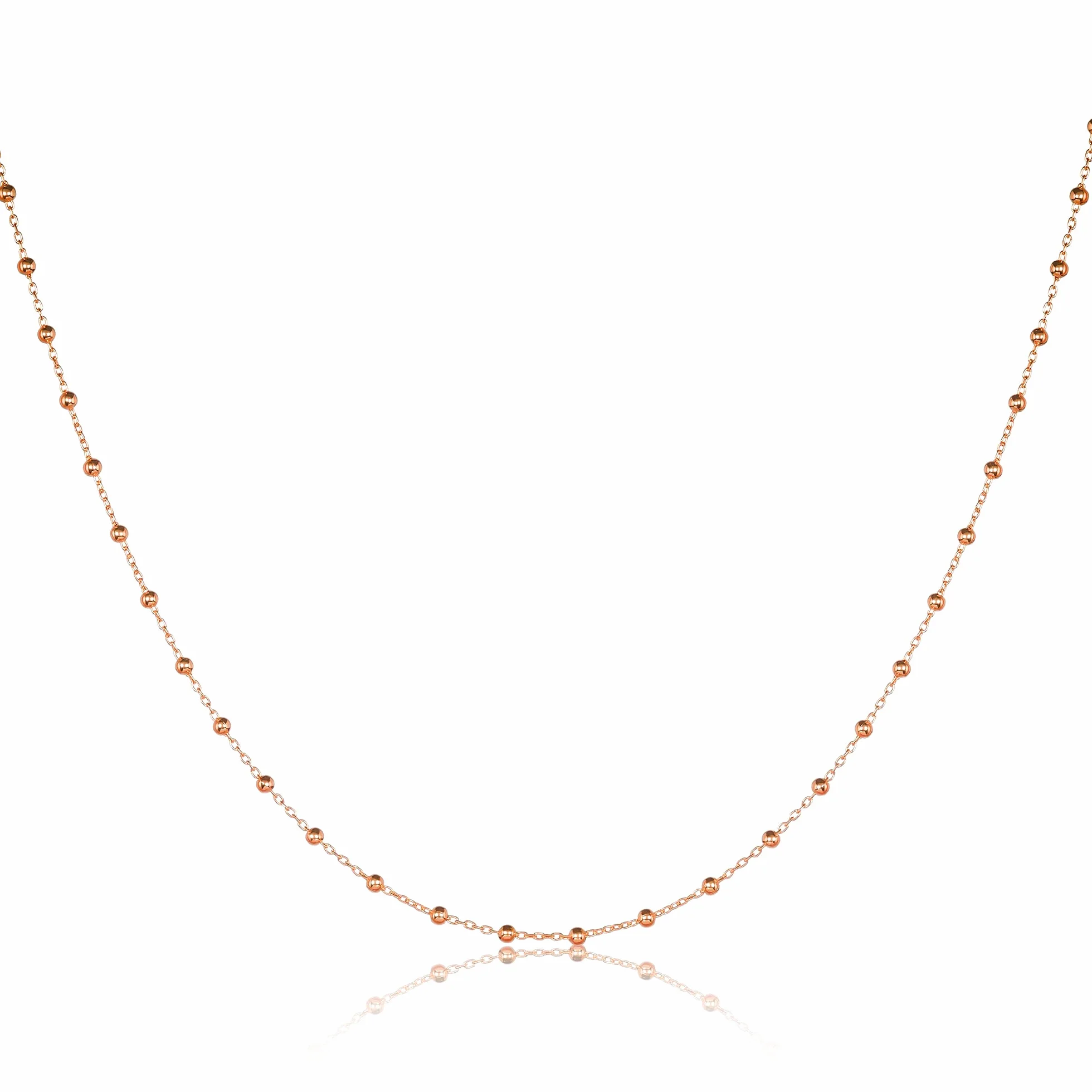 namana Delicado Collar de Cadena en Plata de Ley 925, Collares de Cadena de Bolas en Plata, Oro u Oro Rosa, Lindos Collares de Cadena con Pequeñas Cuentas Para Mujer