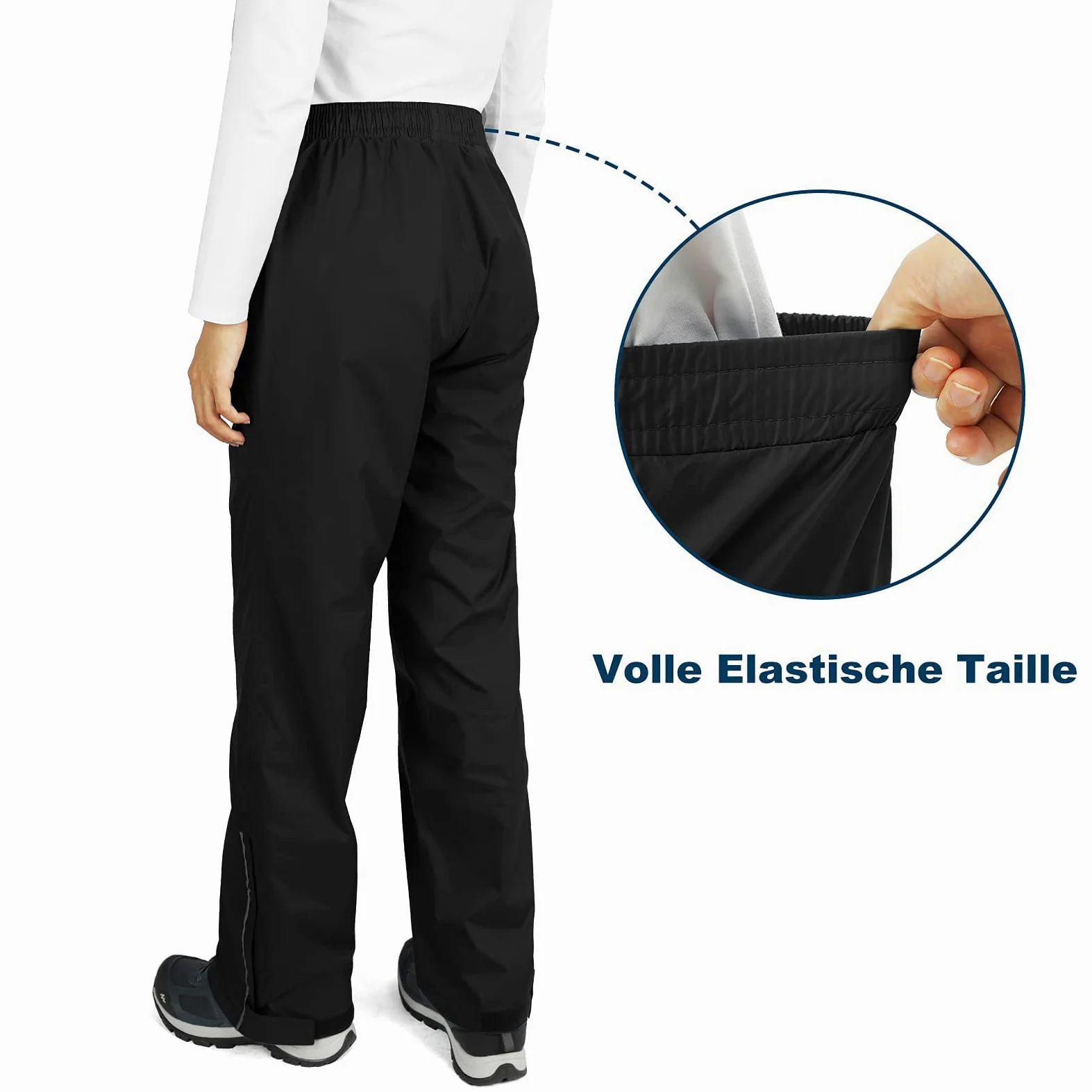 Outdoor Ventures Pantalones de lluvia para mujer, impermeables, transpirables, forrados, resistentes al viento, ligeros, softshell para senderismo y bicicleta