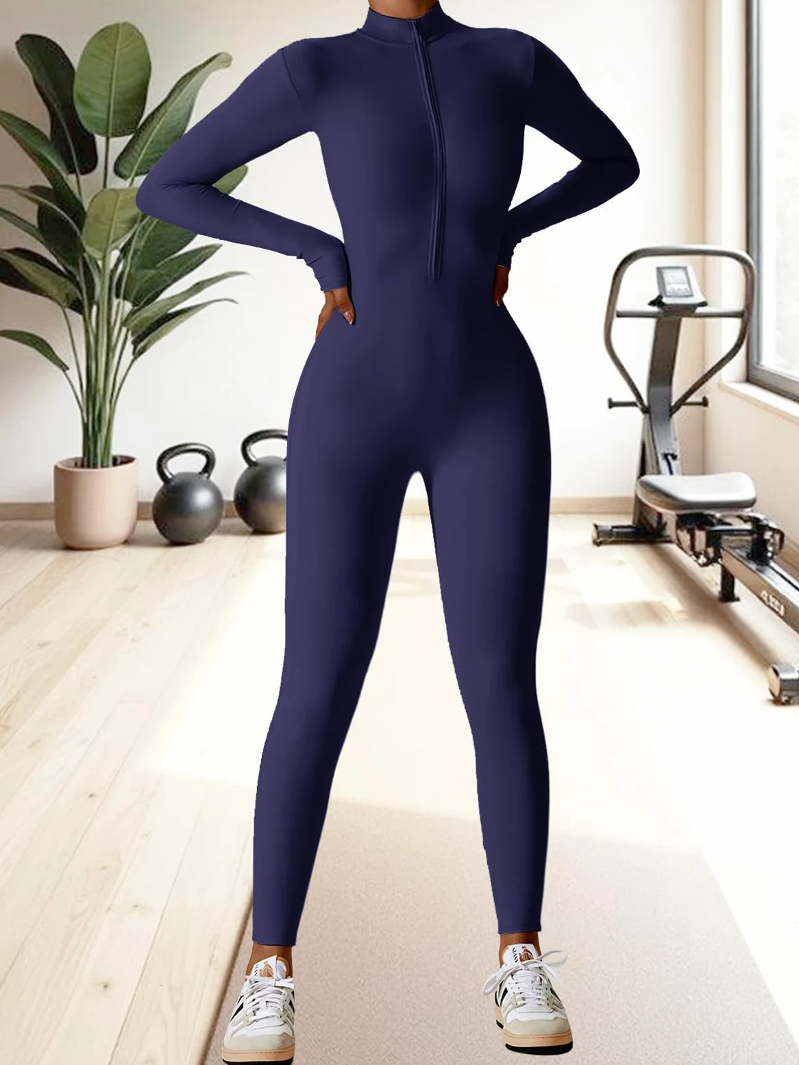 ECUPPER Enterizo Deportivo para Mujer Con cierre de cremallera y manga larga - Body moldeador para yoga y gym