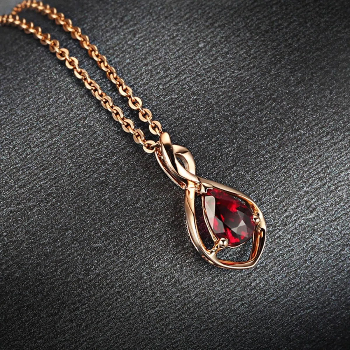 AMDXD Collar para mujer en oro rosa de 18 quilates/750 con turmalina de 0,87 ct, colgante de cadena para mujer, oro rosa, regalo de 2 años