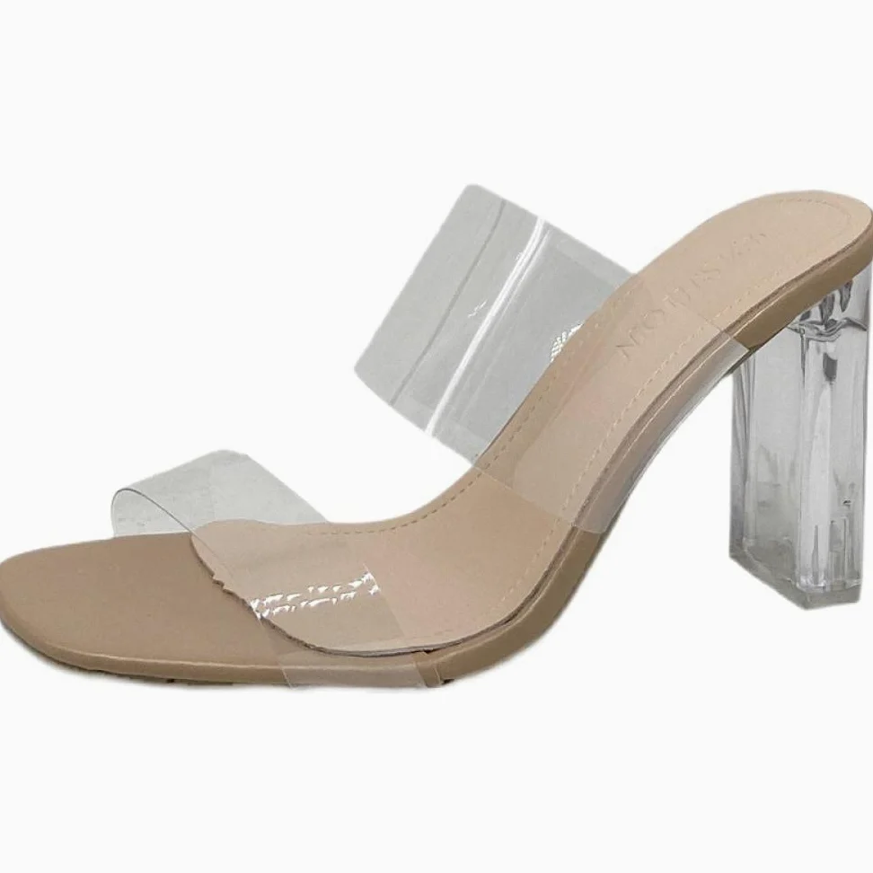 Sandalia transparente de modo elegante, sandalias de cristal simples; tacones altos transparentes de las señoras-7cm_39, sandalias de ducha antideslizantes