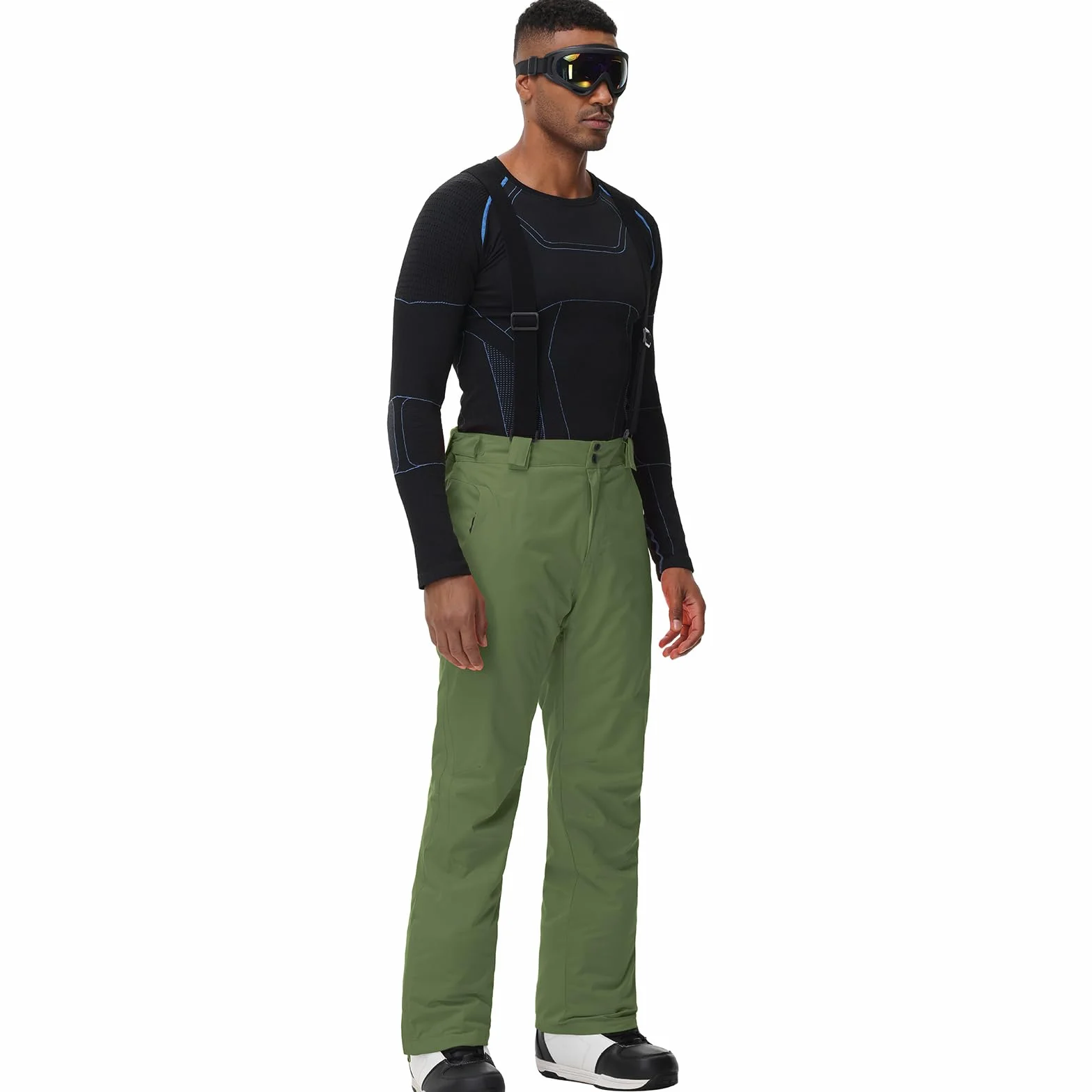 ALSOGO Pantalones de esquí hombre impermeables cortavientos con tirantes desmontables