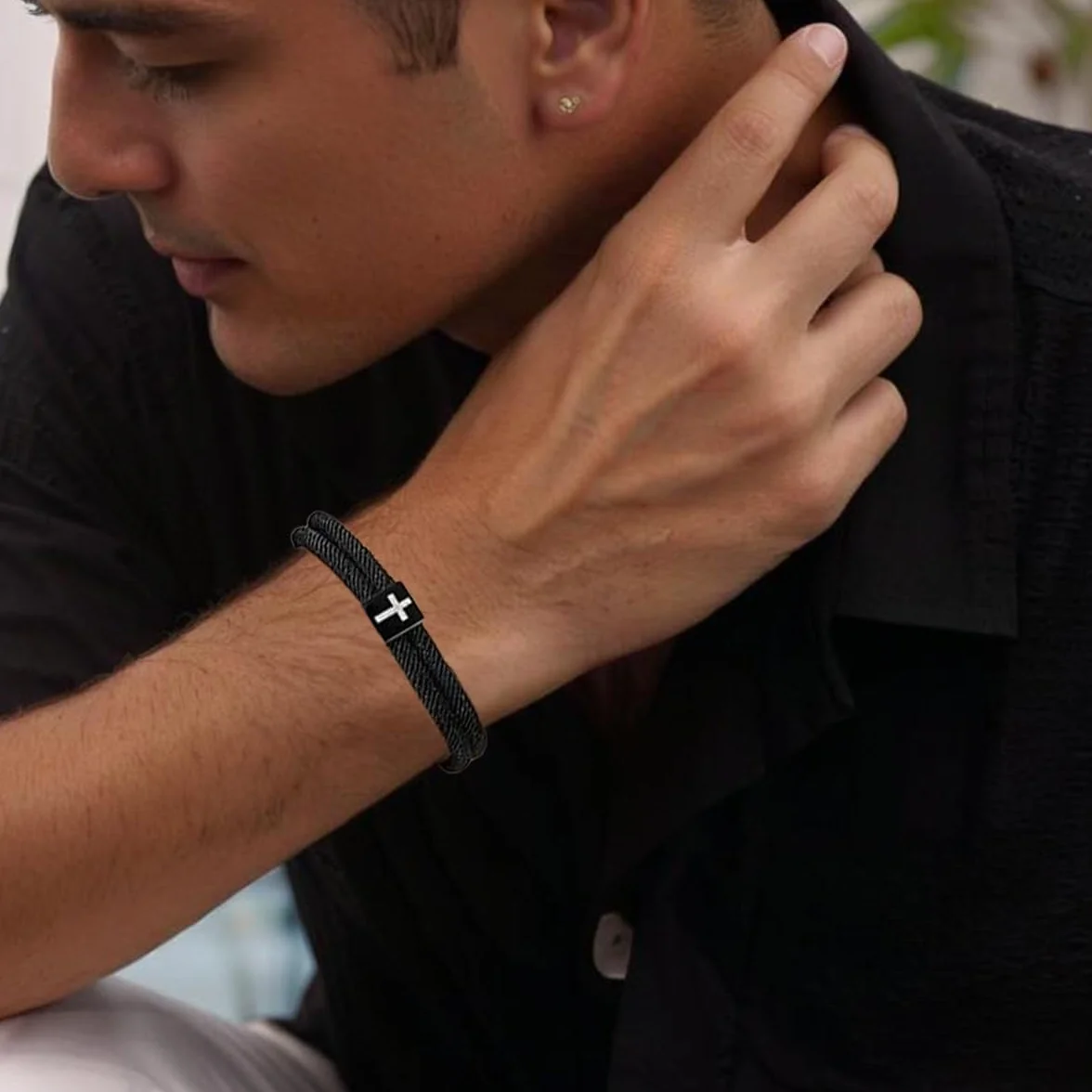 Pulsera cristiana con cruz ajustable para, pulseras personalizadas con cuerda trenzada, regalo personalizado paraNiños y niñas, pulsera hombre personalizada deportiva, regalos adolescentes