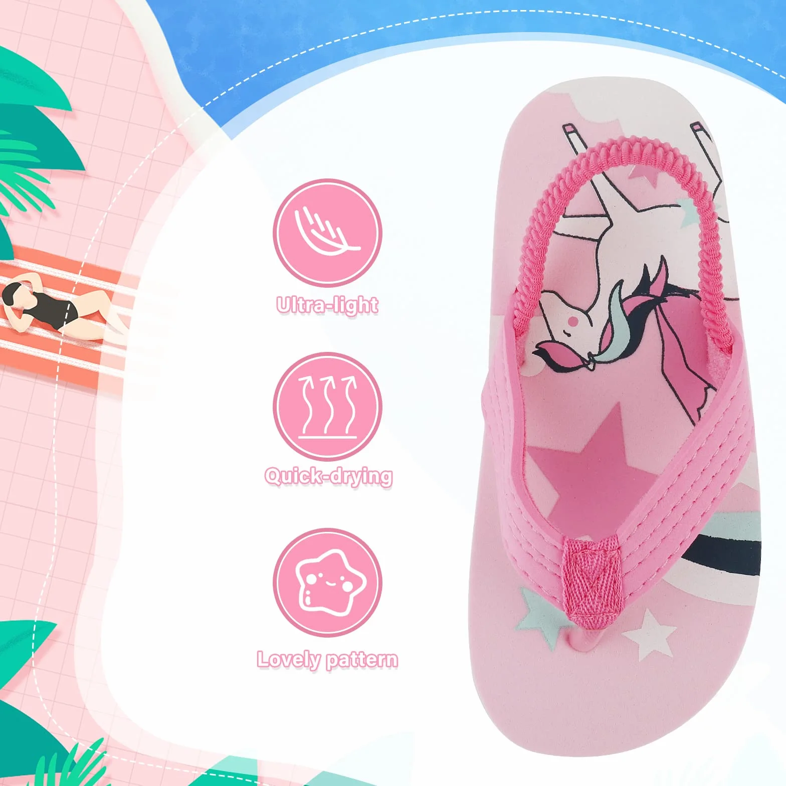 IEEILULU Chanclas Niño, Sandalias Piscina Unisex Niños Niñas, Ligera Cómoda Ducha Zapatilla