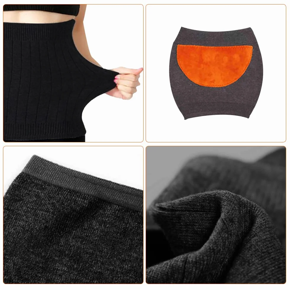 Calentador de Riñones de Cachemira Suave, 2 Pcs Calentador de Cintura, Calentador de Riñon para Damas Elastico, Calentador de Cuerpo Puños de Riñon, Calentador de Cadera para Damas, Negro