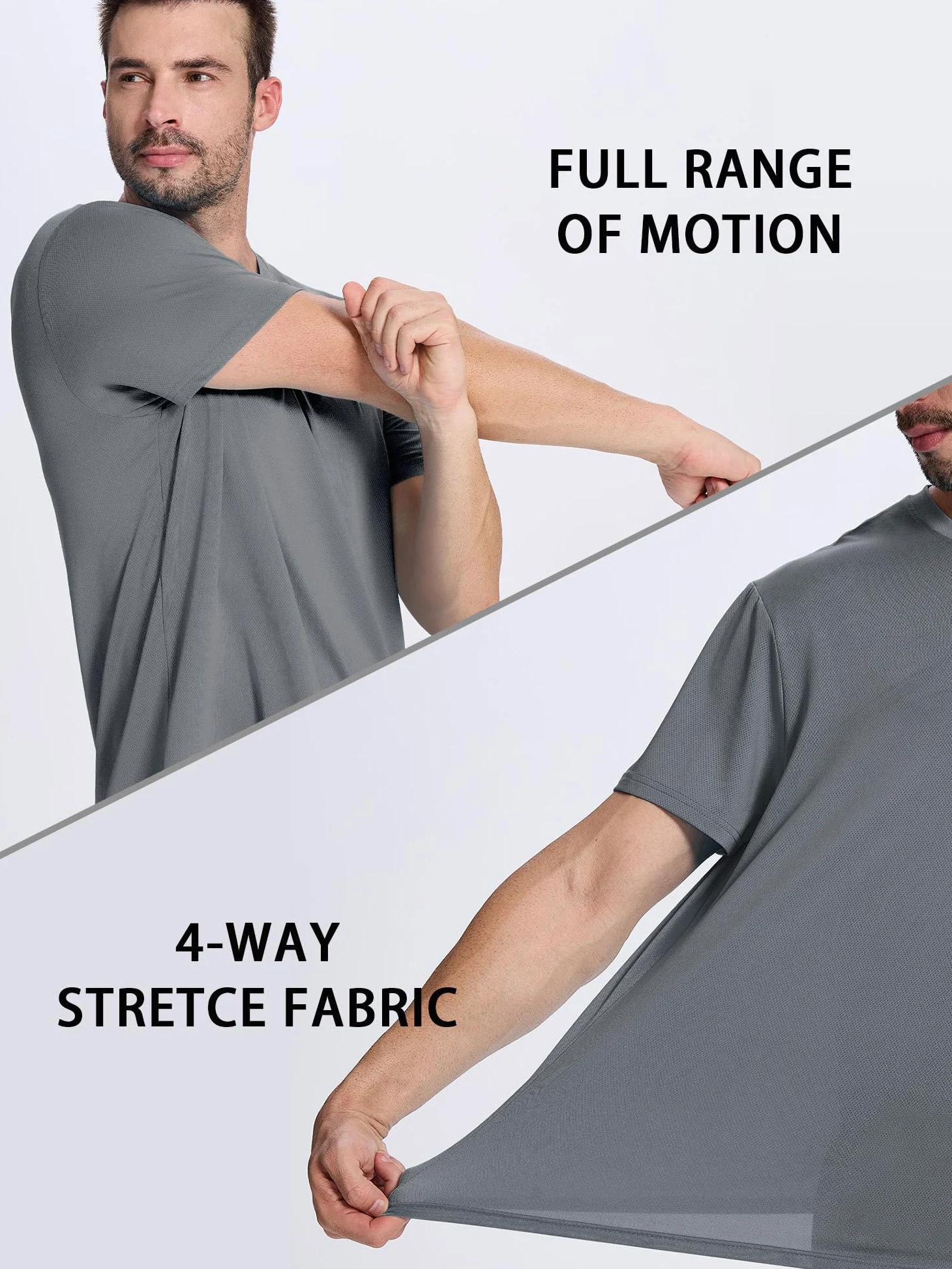 ANGEL CITIZ Paquete de 5 o 3 camisetas para hombre, ajuste seco, camisetas de gimnasio que absorben la humedad, ropa de entrenamiento, camisetas lisas