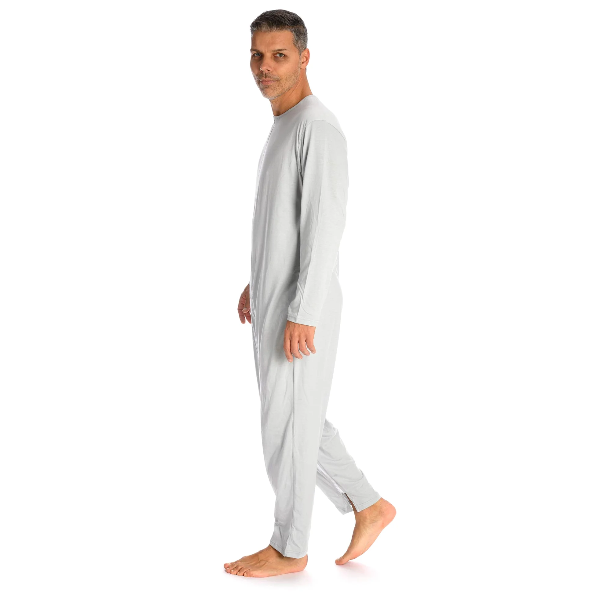 Pijama Antipañal Geriátrico Ideal Hombre en Fresco Algodón con 2 Cremalleras, Talla 3, Pack de 1