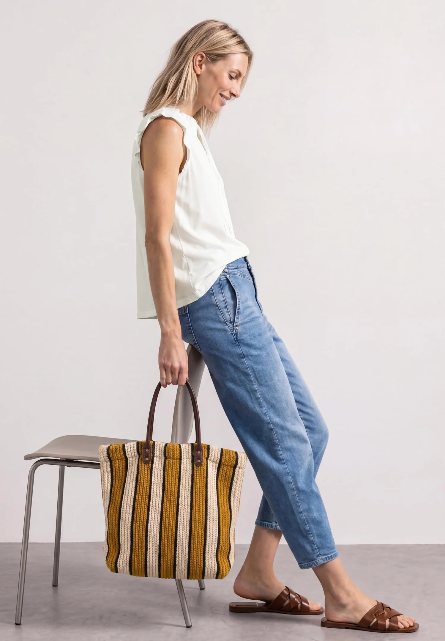 Street One Top con Mezcla de Textura y Detalles de Crochet Mujer