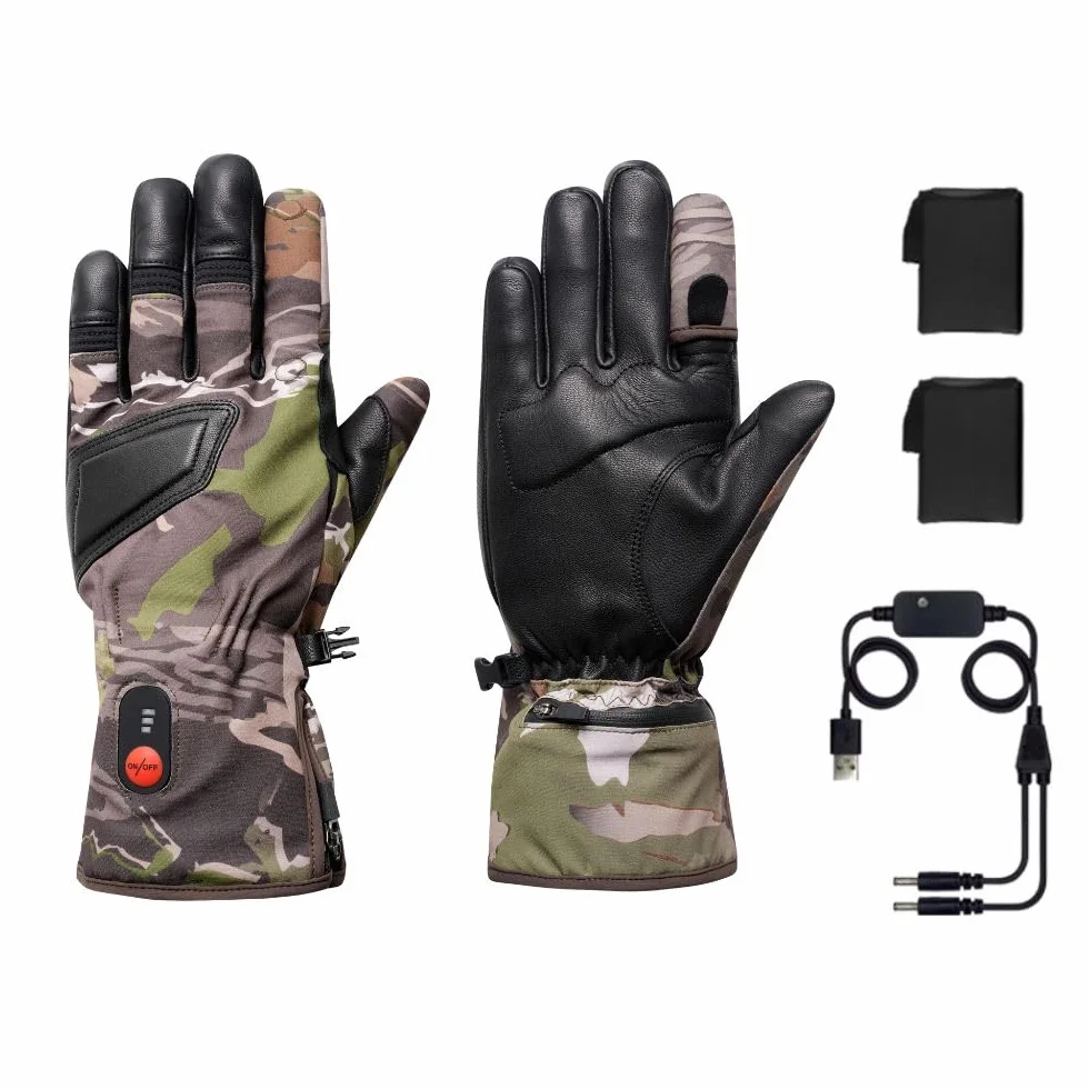 G-HEAT – Guantes de caza calefactores enfoque – Mixtos – Dedero extraíble – Resistentes – Buen agarre – A prueba de viento – Impermeables. Incluye 1 par de baterías y cable de carga