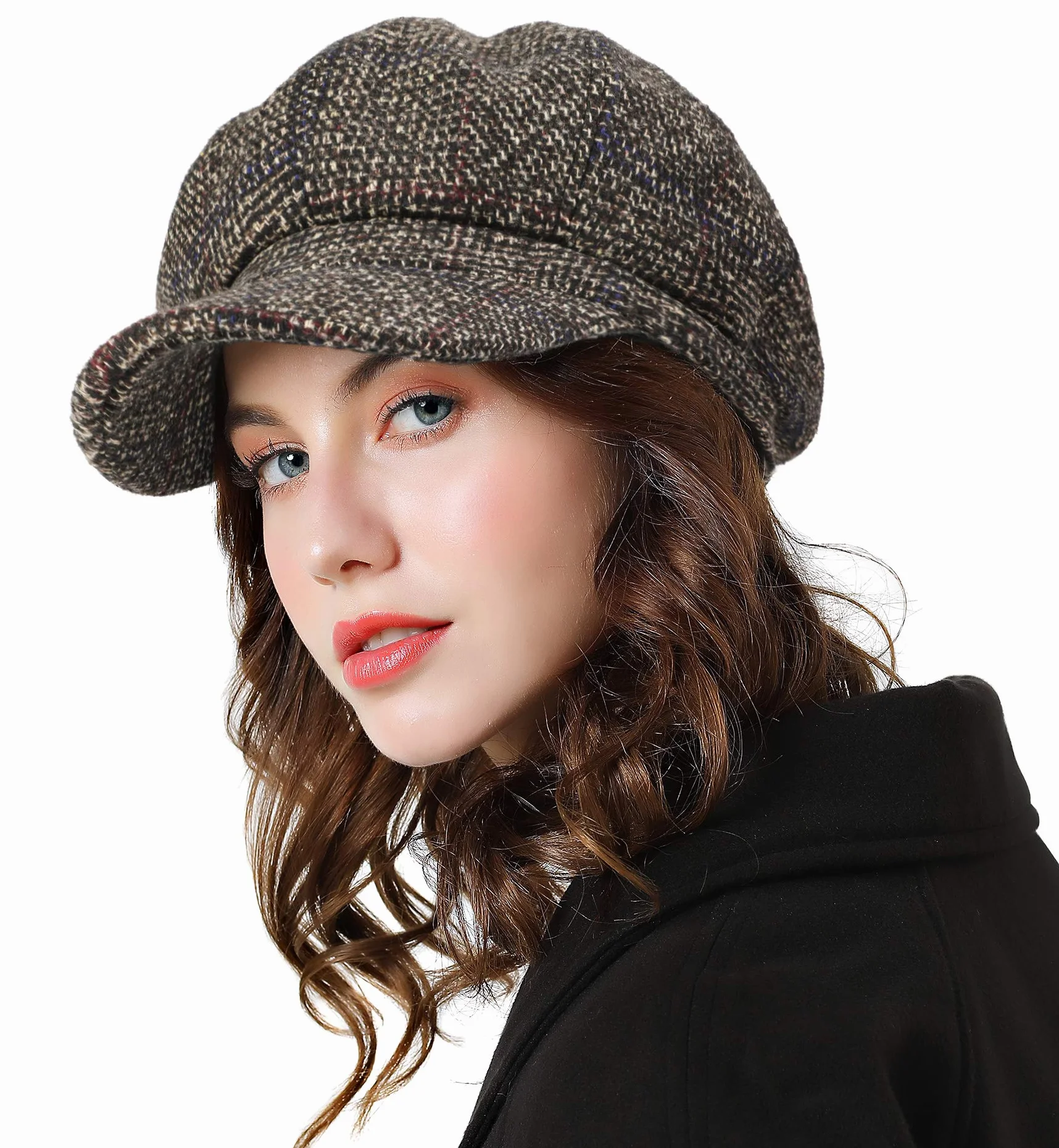 Superora Boinas Mujer Francesa Vintage Sombreros de Mujer Fiesta Invierno Clásico Gorro Caliente Beret Francés Beanie Cozy Enrejado