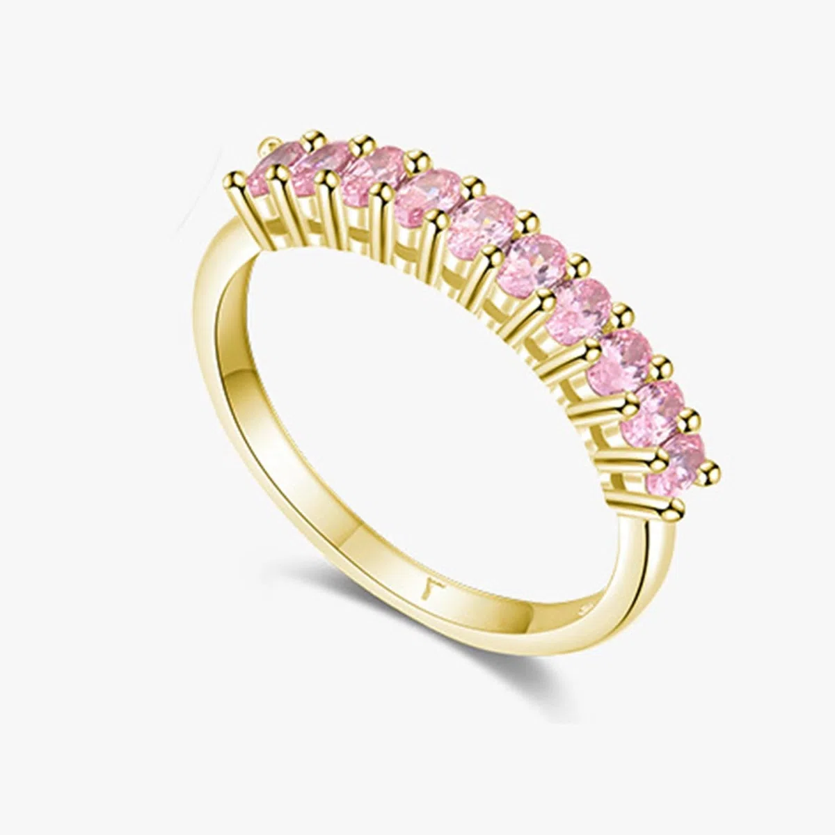 Anillo de oro amarillo para mujer, alianzas de compromiso de 9 K/14 K, oro auténtico con morganita creada, elegantes anillos de boda para mujeres