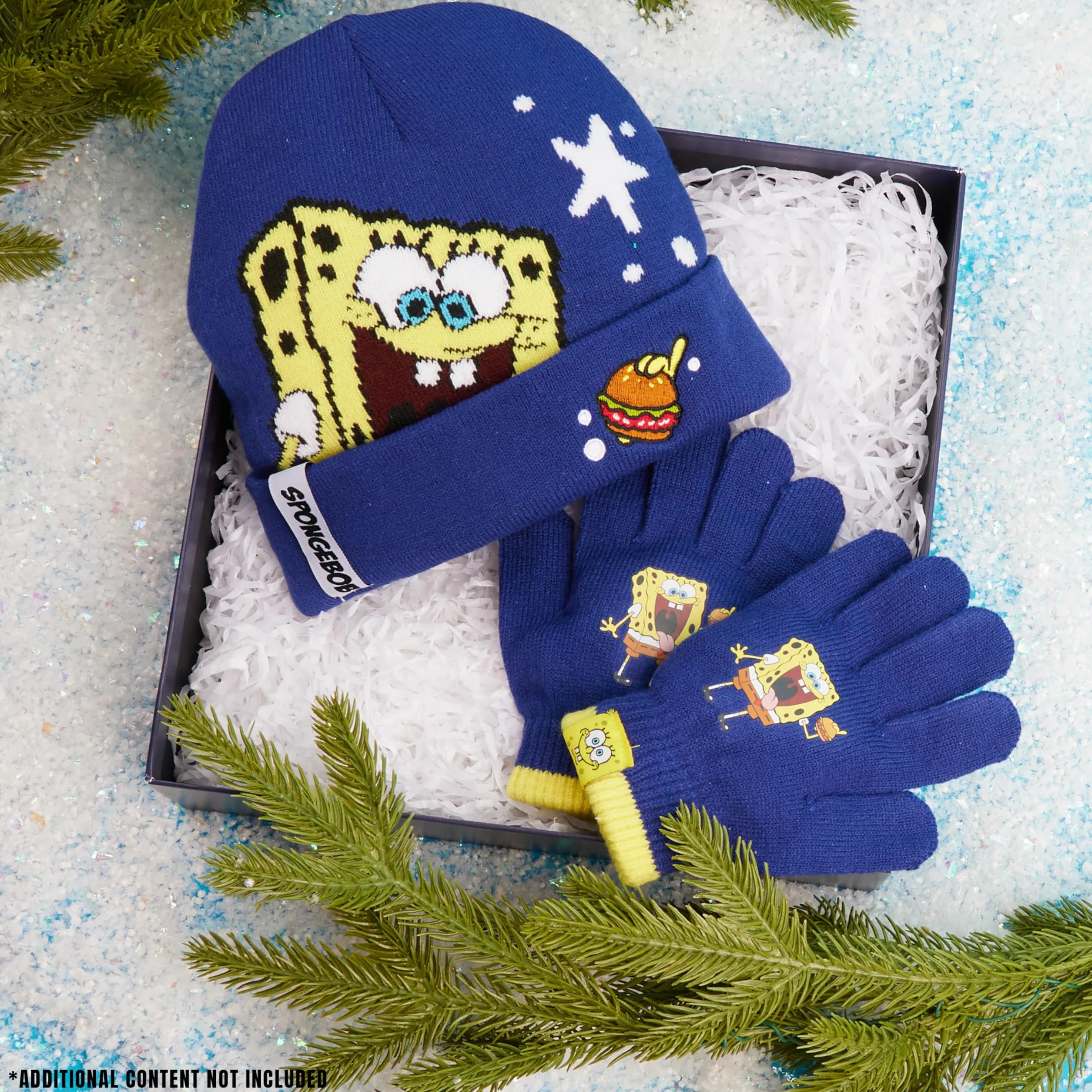 SPONGEBOB SQUAREPANTS Conjunto de Gorro y Guantes para Niños - Regalo Niño