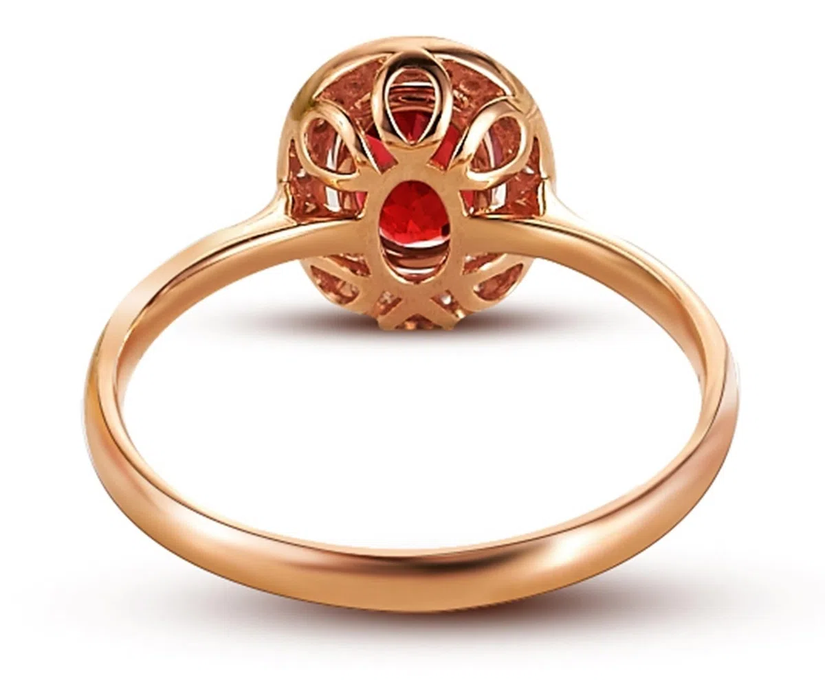 Anillo de oro rosa de 18 quilates Au750, anillos de boda clásicos con turmalina de 1,3 quilates, corte ovalado, anillo de diamante con diamante de oro rosa de 18 quilates, joyería auténtica,