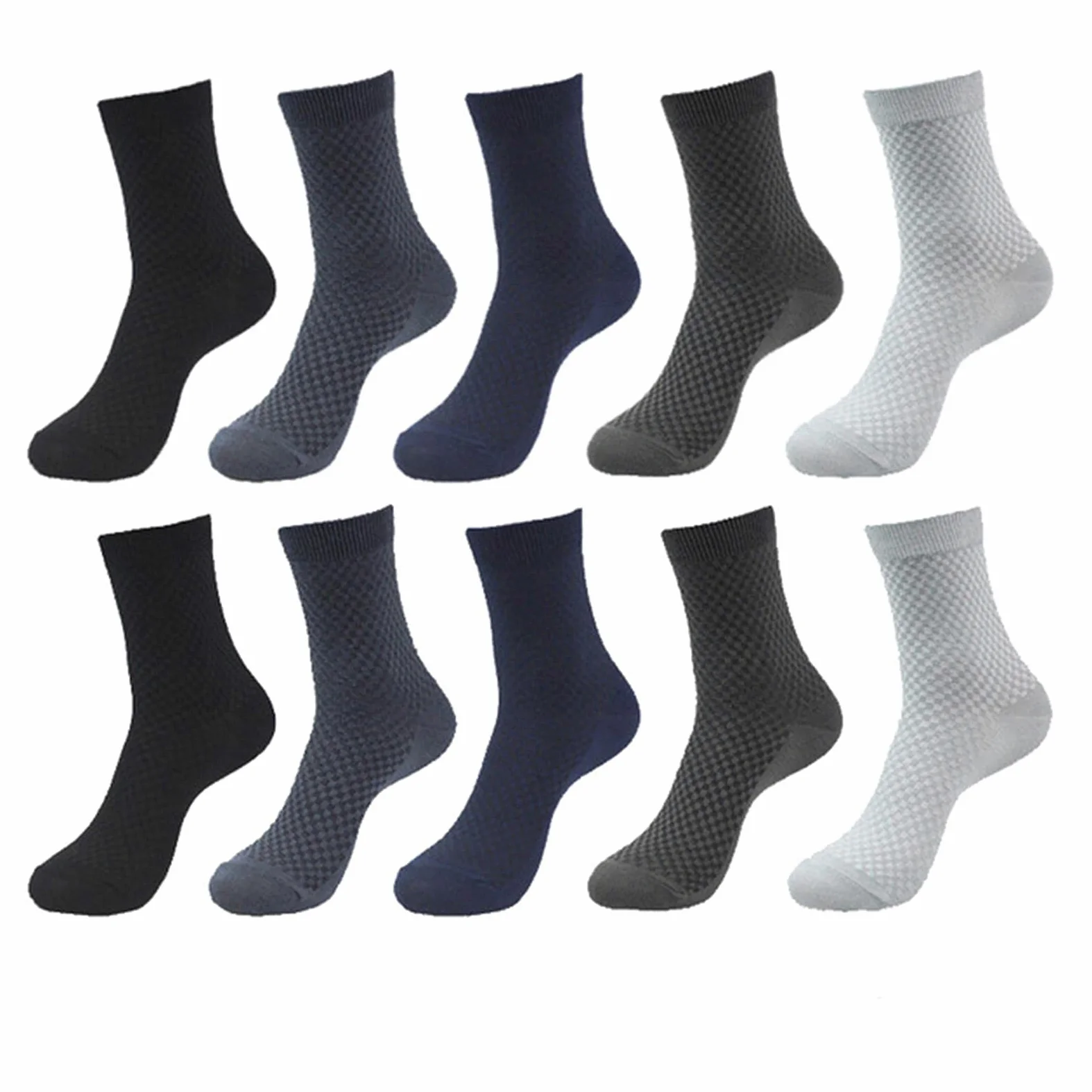 UKKO Calcetines de Hombre 10 Pares De Calcetines para Hombres De Fibra Transpirable De Calcetines Desodorantes Hombres Largo Tamaño Grande EUR 38-46-10 Pairs 5 Colors,EUR 43-47(Us 9-13)