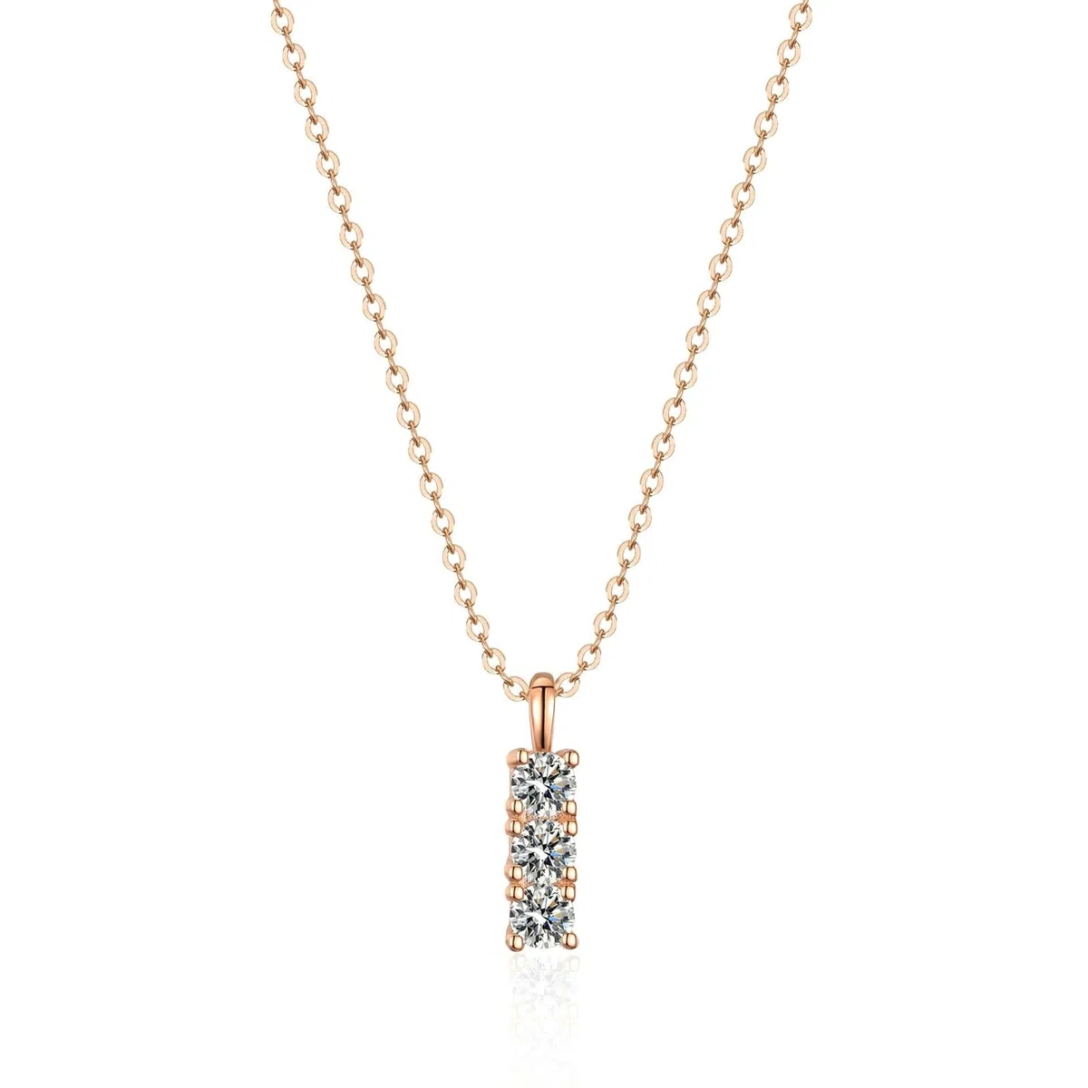 Collares ajustables en oro rosa de 18 quilates con tres piedras para mujer, collares de moissanita de cumpleaños