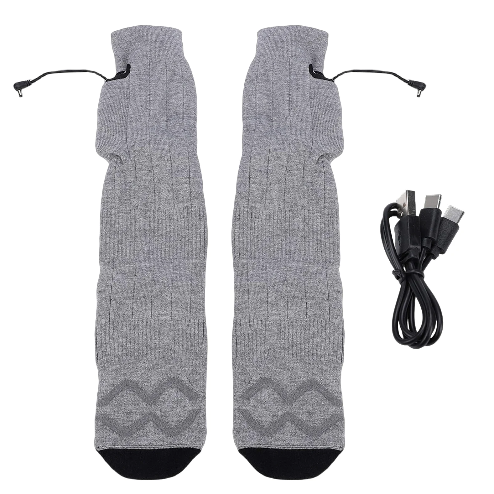 Haofy Calcetines Térmicos Recargables Lavables 4000mAh 4 Configuraciones de Calor 35-60°C para Hombres Mujeres Invierno Actividades Al Aire Libre Esquí Camping Pesca Ciclismo Gris