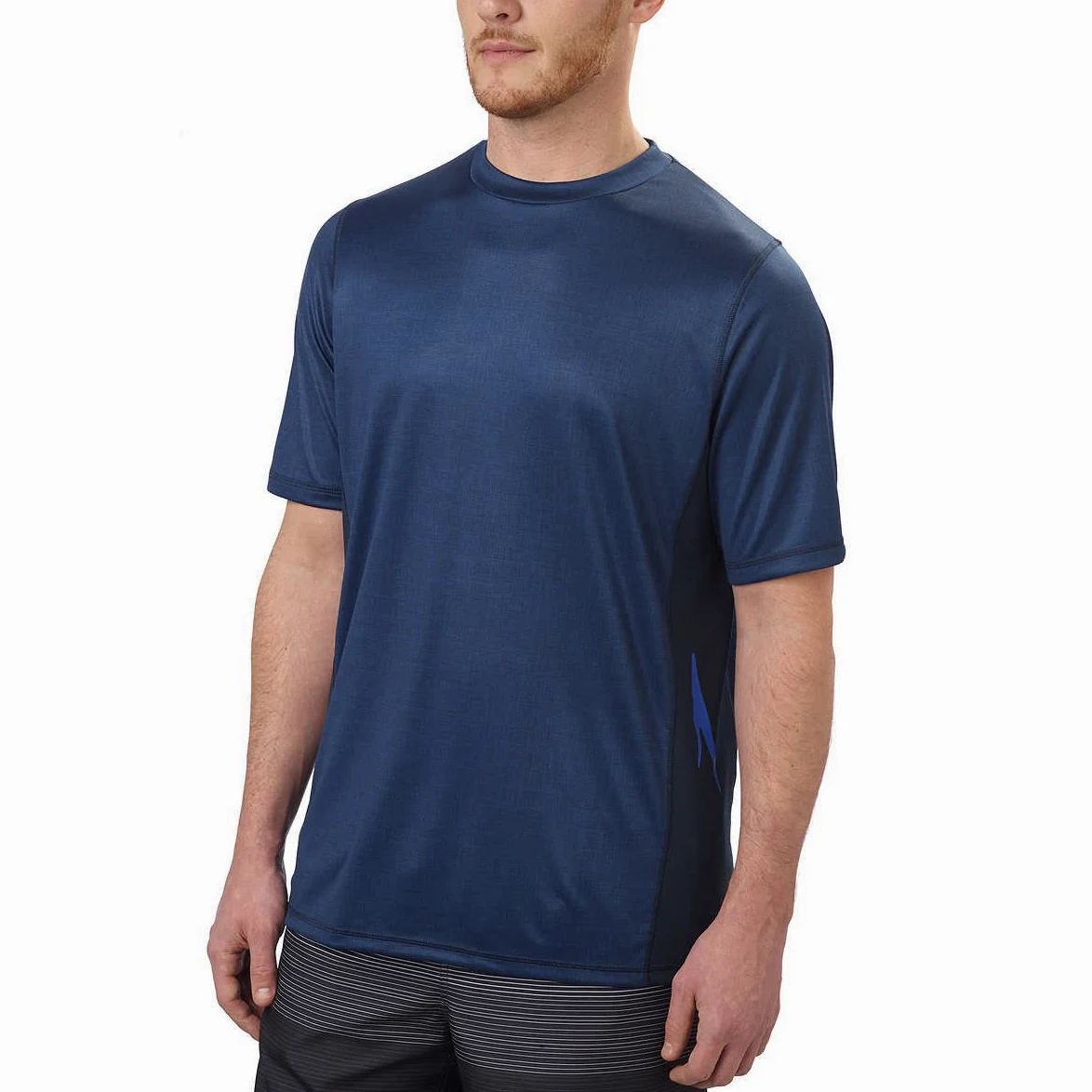 Speedo - Camiseta de natación de manga corta para hombre UV 30+ (pequeño, azul marino)