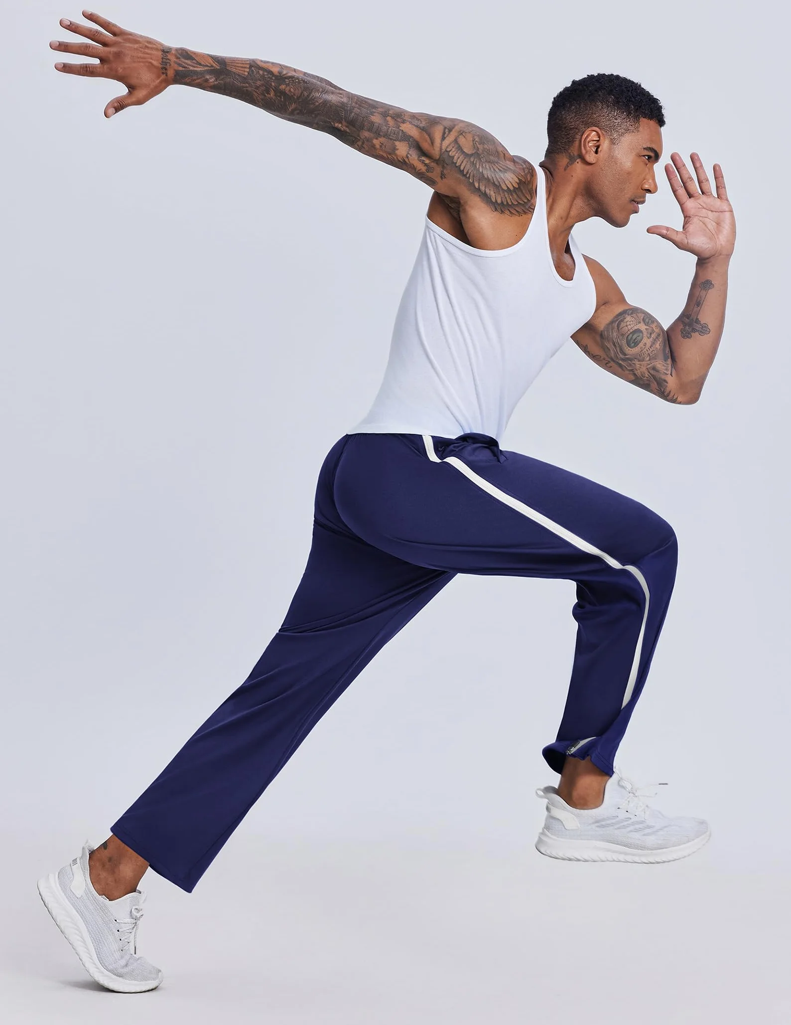 PINSPARK Pantalones largos de deporte para hombre con cremallera completa de entrenamiento