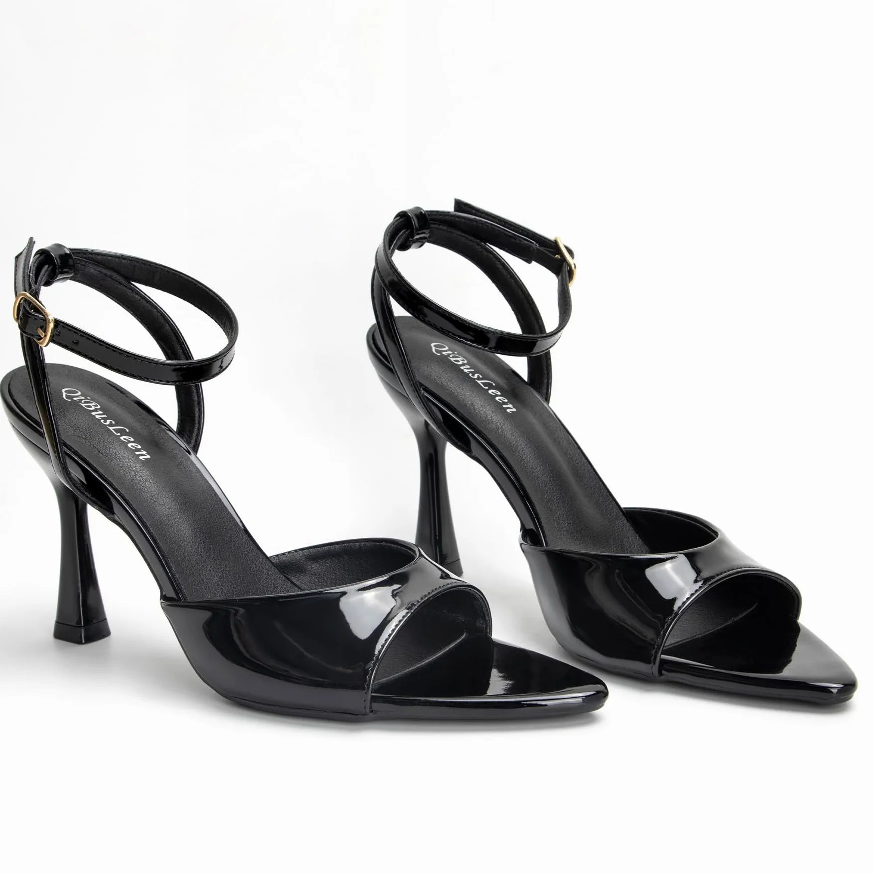 Sandalia elegante para mujer con puntera en punta | Punta abierta con tacón de aguja de 9 cm de alto, adecuado para fiestas, veladas, bailes