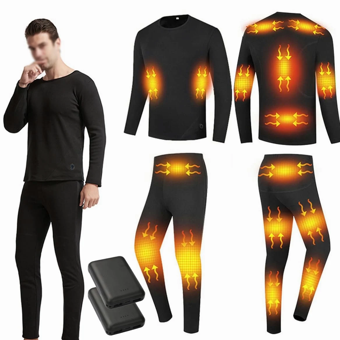 Ropa Interior térmica para Exteriores para Hombre, con 16 Zonas de calefacción, Ropa Interior térmica Inteligente, Traje térmico de Temperatura Constante para Senderismo y Acampada.