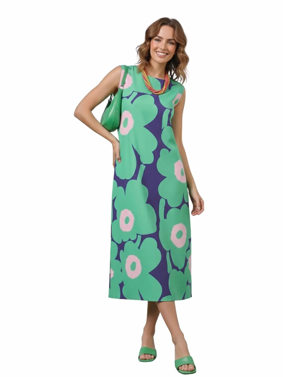 GRECIILOOKS Vestido de mujer para mujer, vestido de una pieza occidental sin mangas largo para mujer, vestidos de verano estampados casuales para playa y elegantes trajes de fiesta