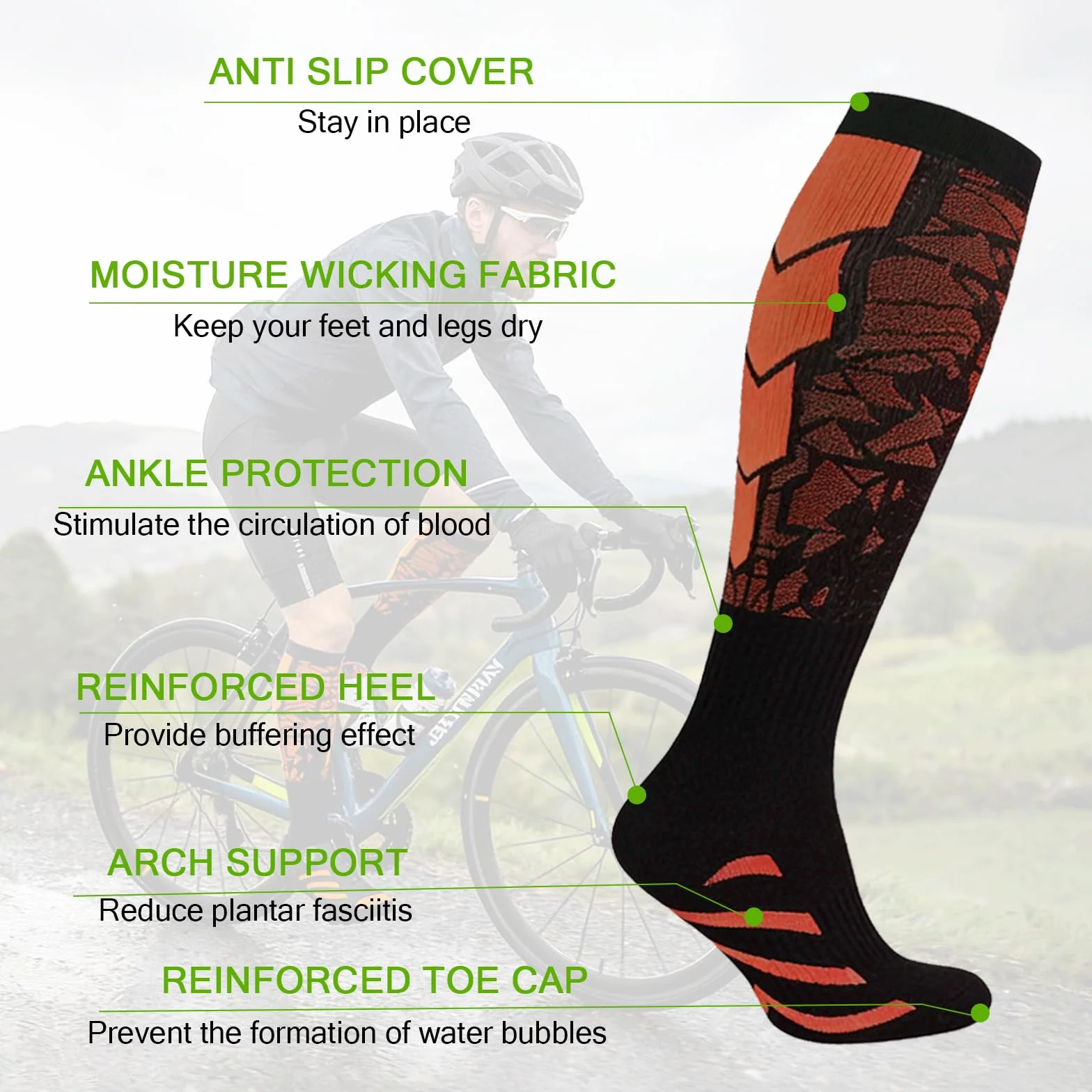 6 Pares Medias de Compresión Mujer Hombre, 18-25mmHg Calcetines Compresion, Medias de Compresion Varices, Compression Socks para Deporte Running Avion Viaje Ciclismo