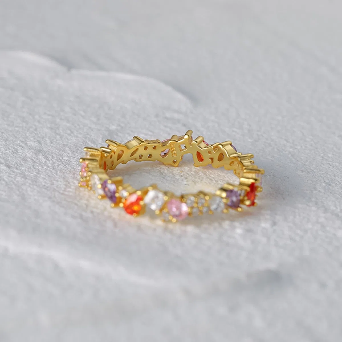 Alianzas de oro amarillo de 9 K/14 K, circonitas, para mujer
