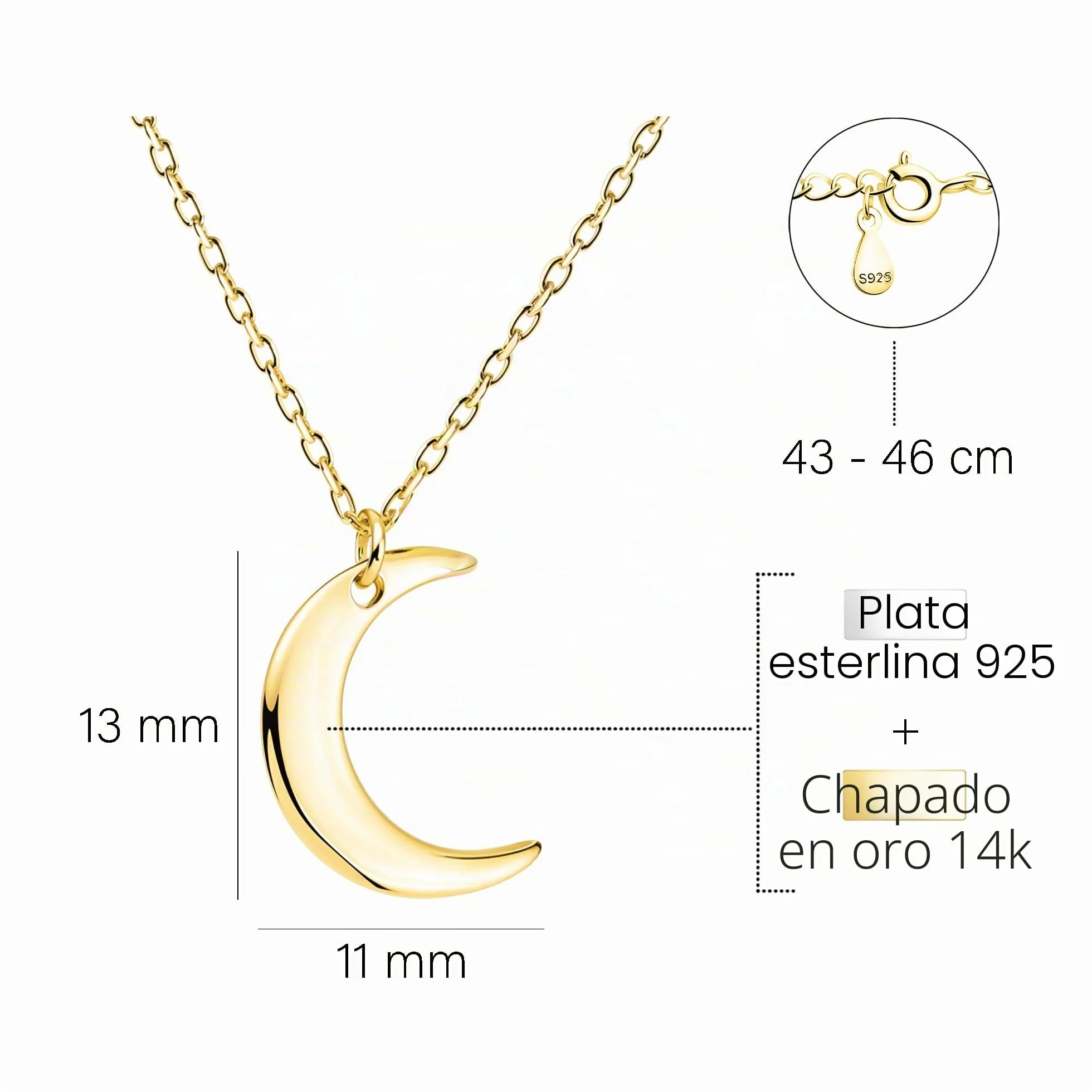 Sofia Milani - Collar para Mujeres en Plata de Ley 925 - Colgante de Luna