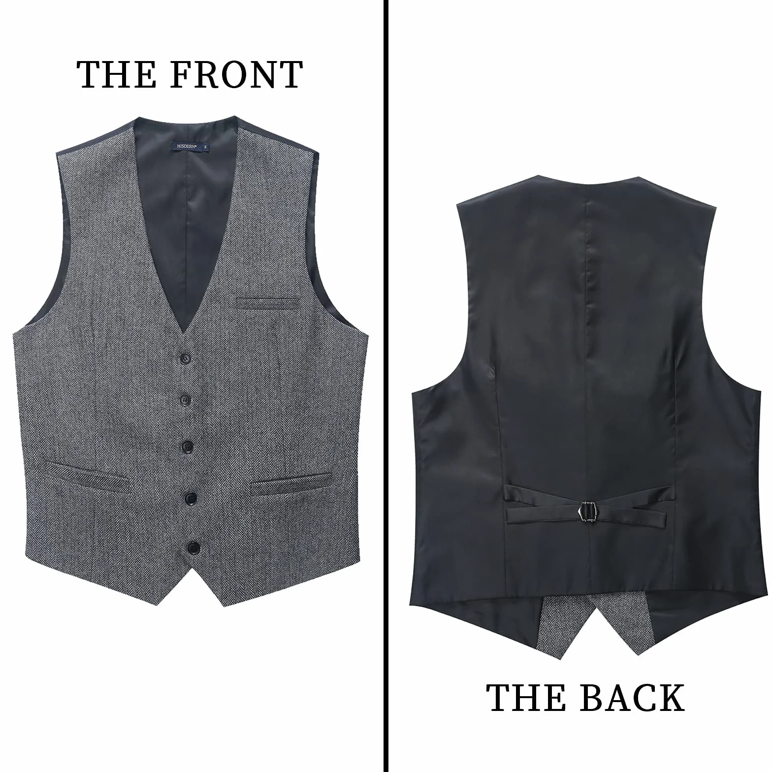 HISDERN Tweed Chaleco Lana Hombres Formal Chaleco Traje