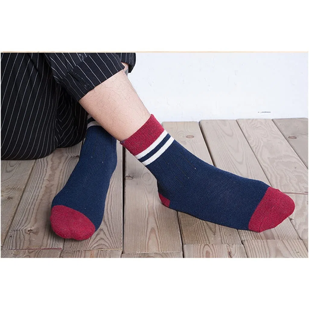 5 Pares/Lote Calcetines de Lana Hombres Invierno Cashmere Transpirable Cómodo Calcetines Cálidos Hombre (Color: T Tamaño: Un tamaño) (Color : A, Size : One Size)