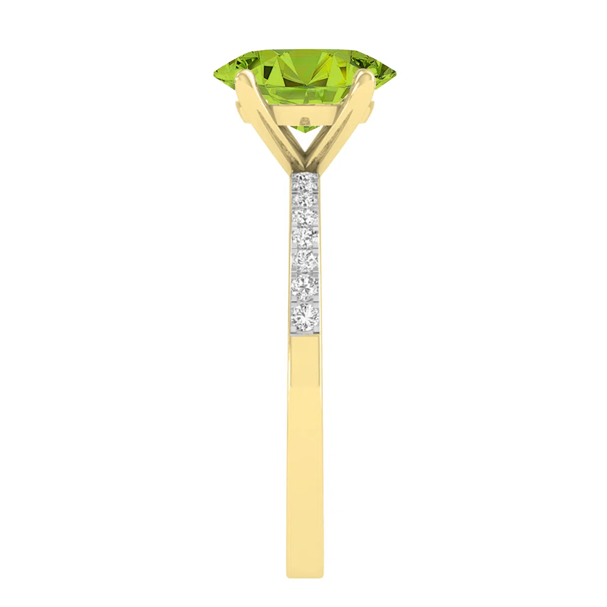 Dazzlingrock Collection Anillo de compromiso de oro amarillo de 18 quilates con piedras preciosas ovaladas y diamantes blancos redondos de 9 x 7 mm para mujer, Oro amarillo Peridoto Diamante blanco