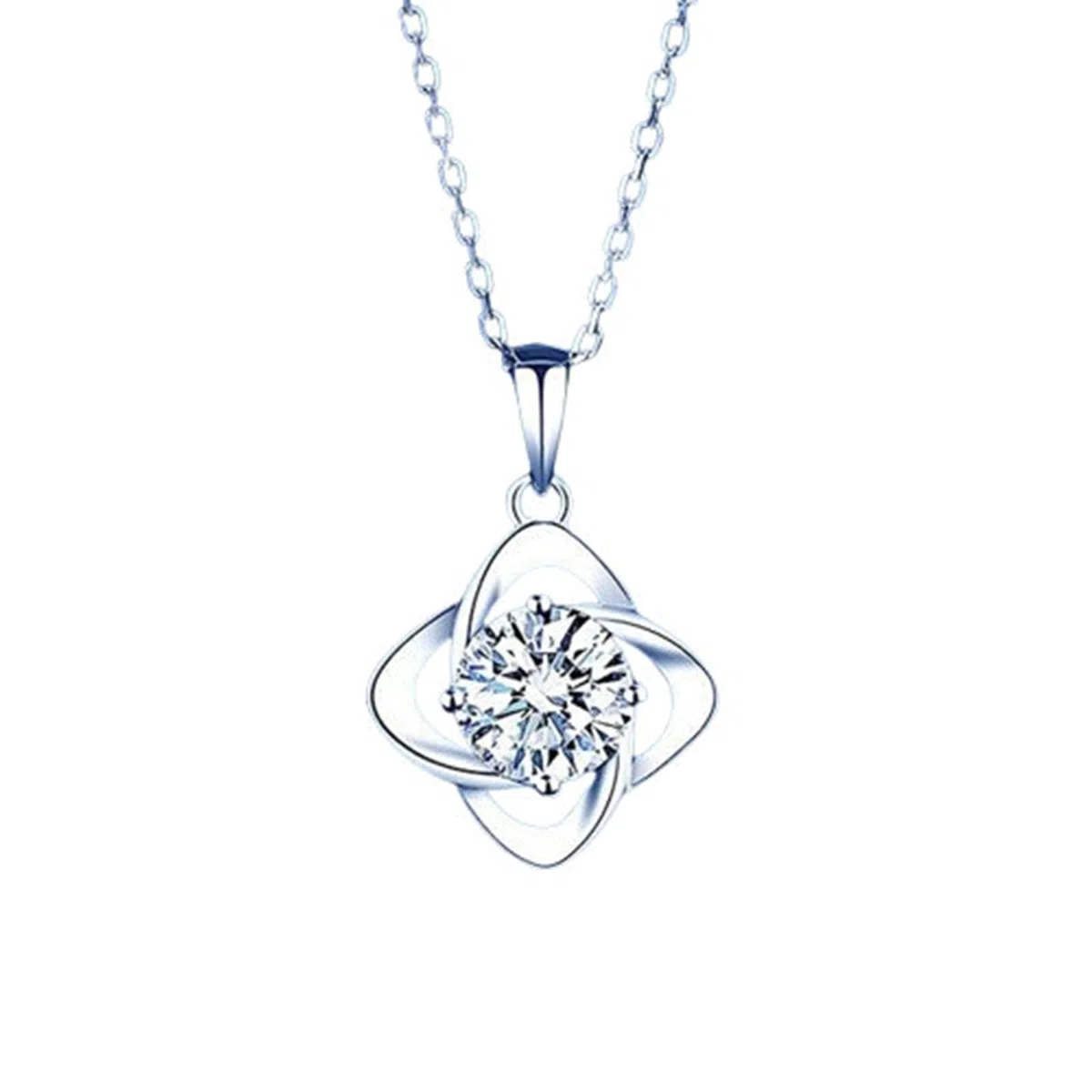 Collar para mujer de oro blanco 750 585 375 de oro auténtico, cadena colgante de trébol con moissanita, 1 ct, collar de boda para mujer
