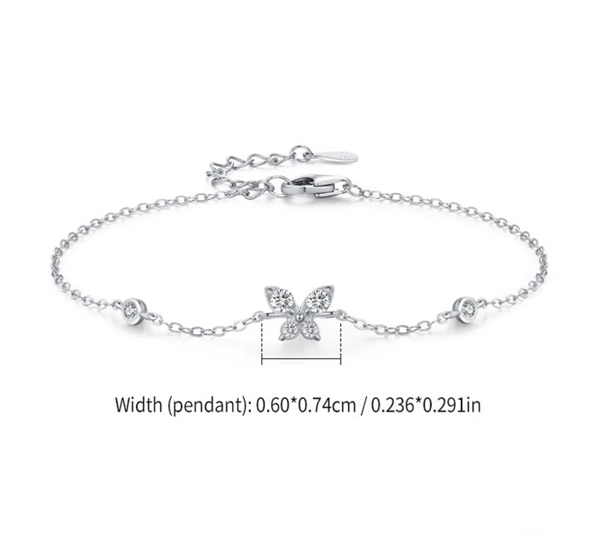 Pulseras de oro amarillo 750 de 18 quilates para mujer, cadena de mariposa con diamante auténtico, brazalete de platino 950