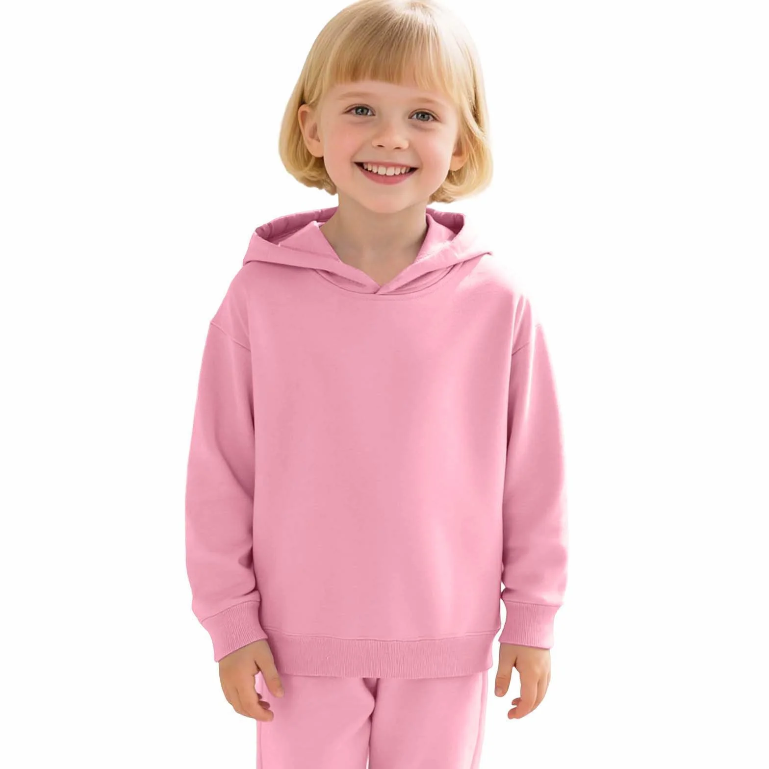 2026 Sudaderas con capucha y sudaderas para niñas Sudaderas de manga larga Ropa casual de color liso Acogedora con forro polar con capucha para niños pequeños hasta adolescentes