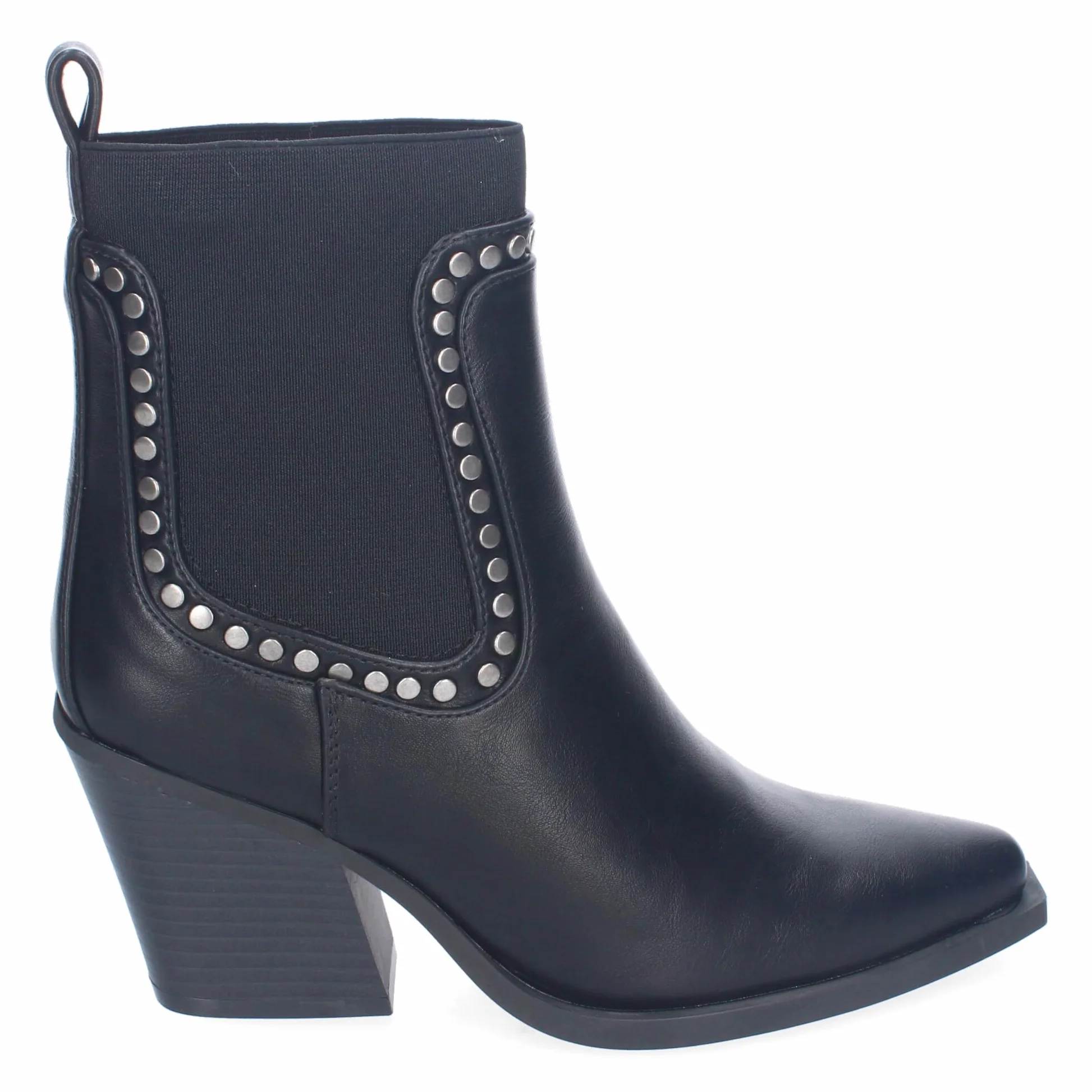 shoes&blues.es Botines de Tacon para Mujer, Estilo Cowboy, Elegantes, Diseno Moderno con Tachuelas, Comodas, Material Elastico y Punta Fina.