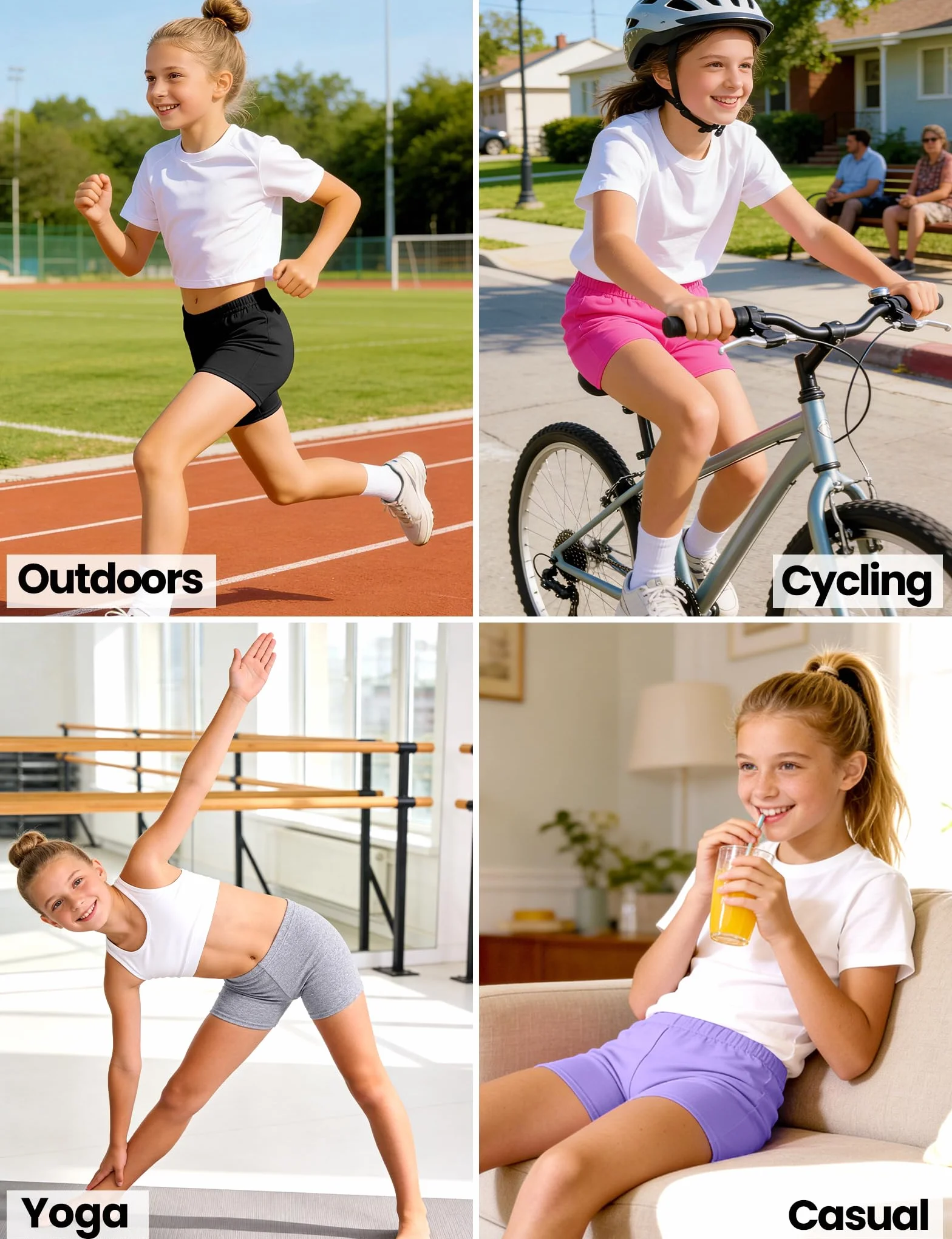 Auranso Leggings Cortos Niñas Pantalón Shorts Deportiva Mallas 2-10 Años,Pack De 8