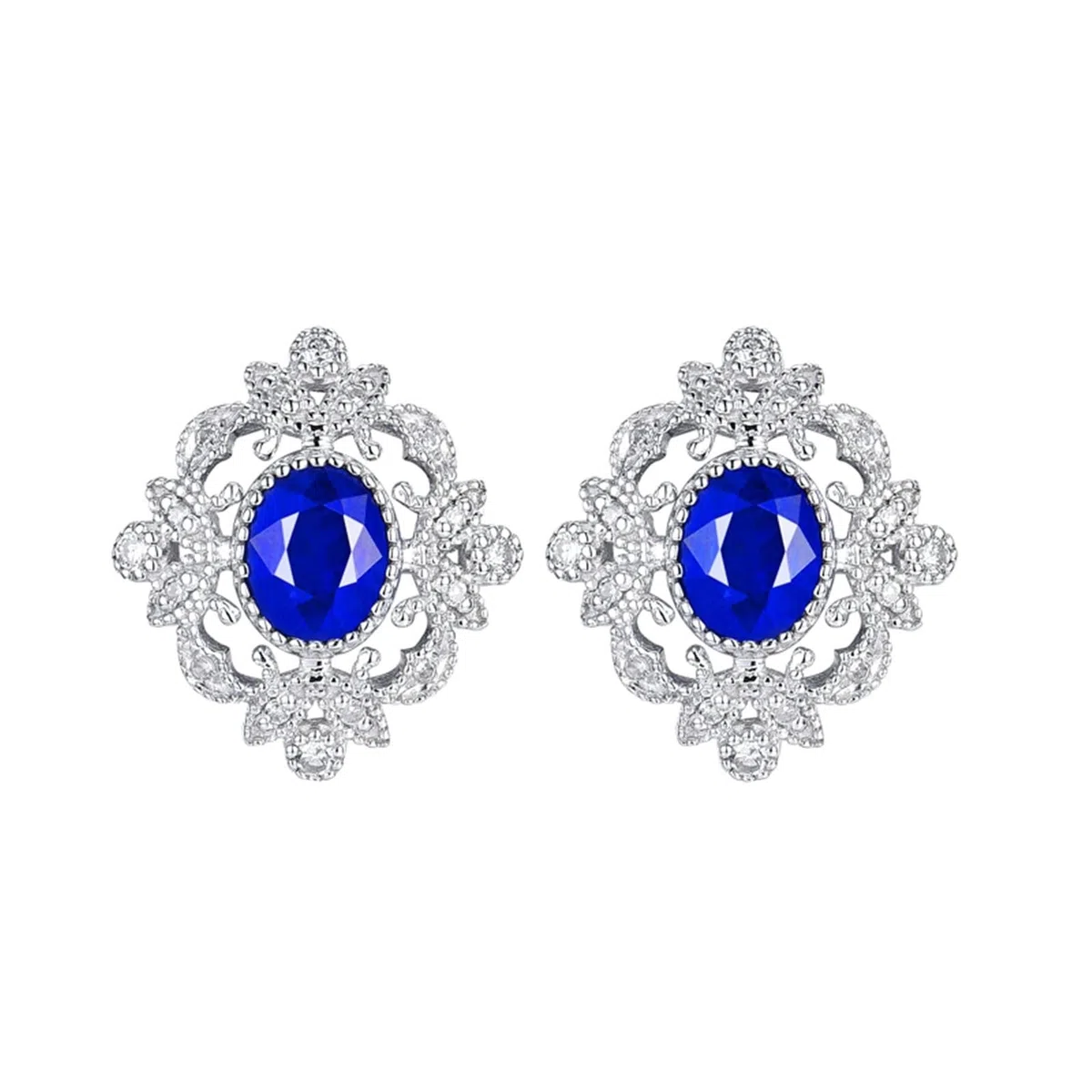 Pendientes colgantes de oro real de 18 quilates de oro blanco 750 de 0,84 quilates, diseño de zafiro con diseño hueco de diamante, oro de 18 quilates, colección de oro auténtico, Oro blanco de