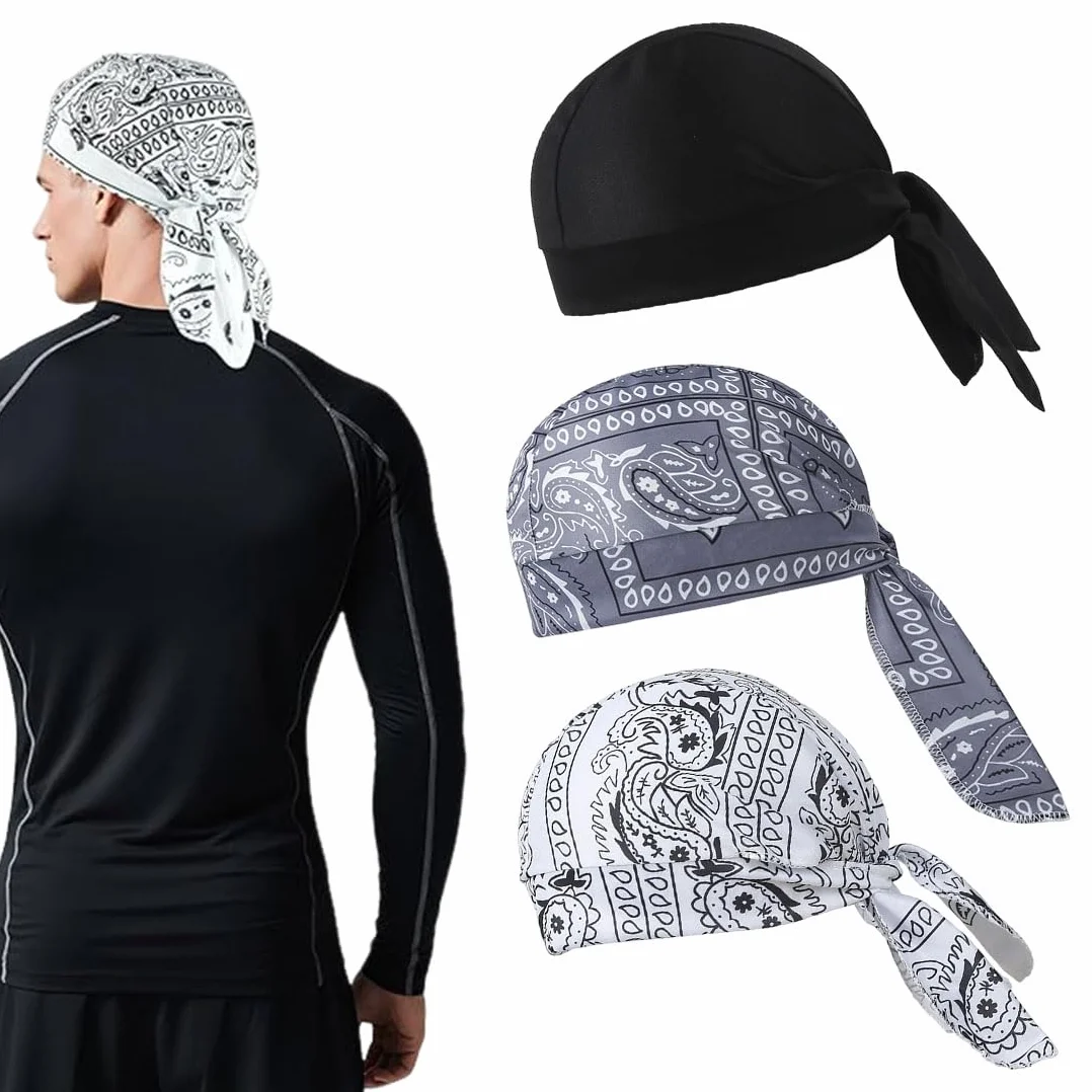 Pañuelos para la Cabeza Hombre, Pañuelo Absorbente de Poliéster para Deporte, Talla Única - 3 Colores (Negro, Blanco, Gris Claro)